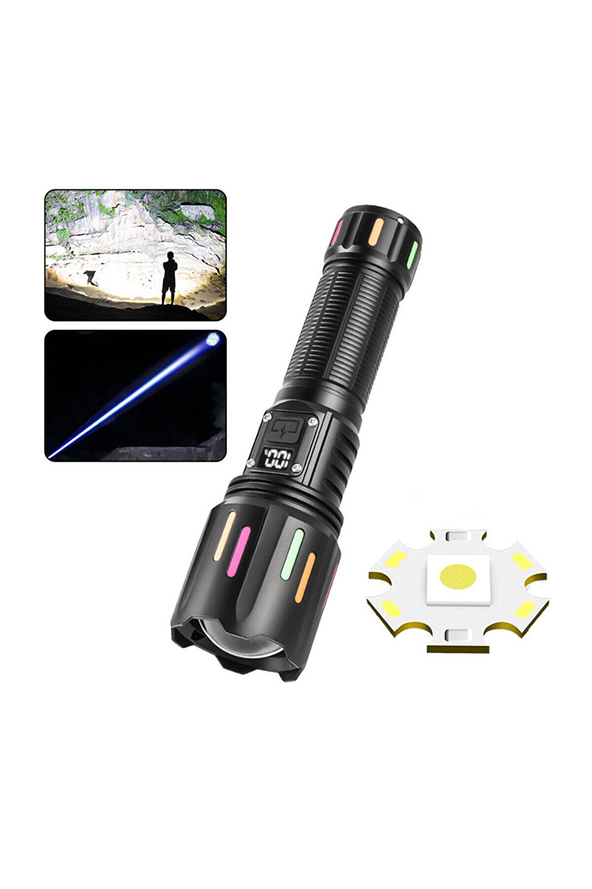 evimdeyokyok 30W Zoomlu Led Powerbank Özellikli Şarjlı Profesyonel El Feneri PS-9954