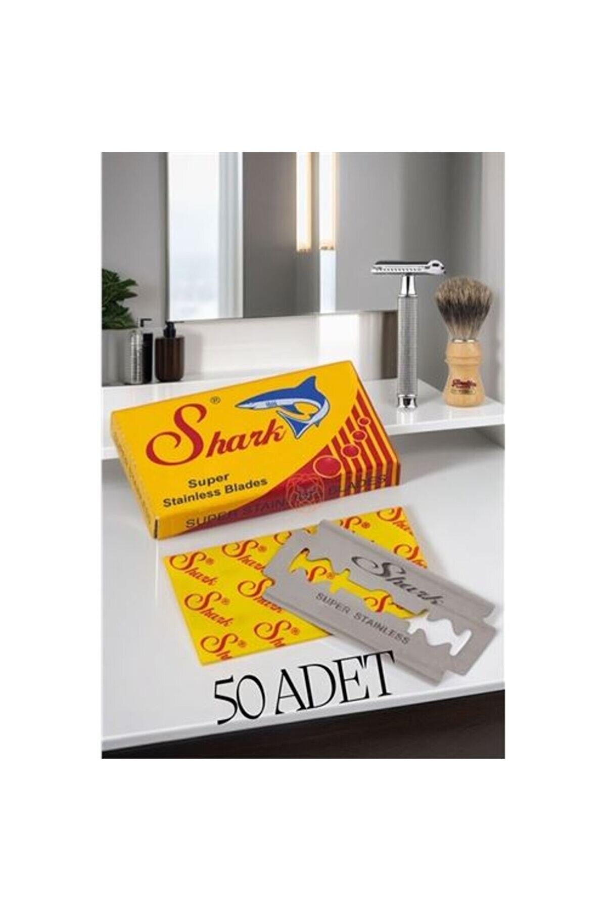 Toptan Bulurum Shark 50 Adet Paslanmaz &Ccedil;elik Tıraş Jii