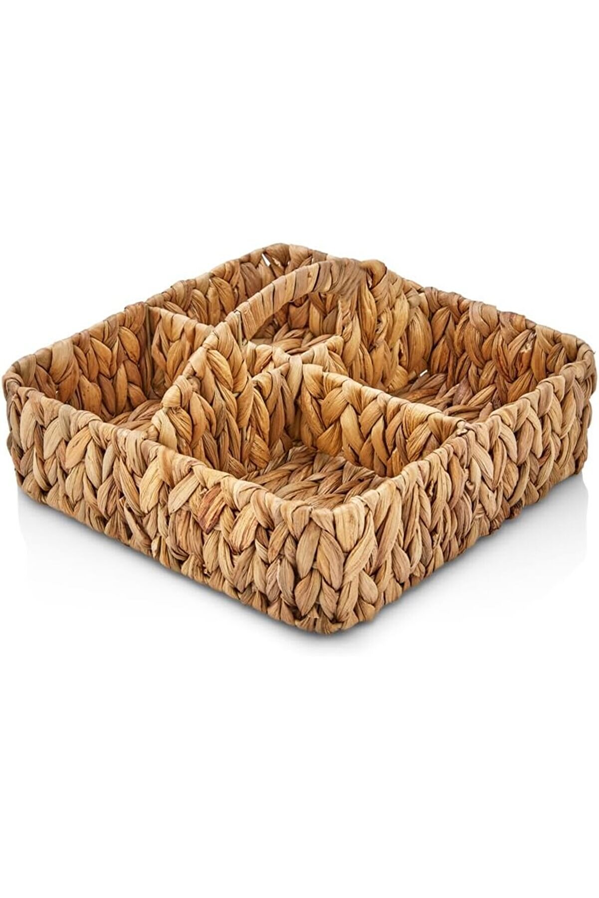 STOREMAX ynsShoping El Yapımı Hasır Saplı Kare 4 Bölmeleli Düzenleyici Organizer, Hasır Düzenleyici Organizer