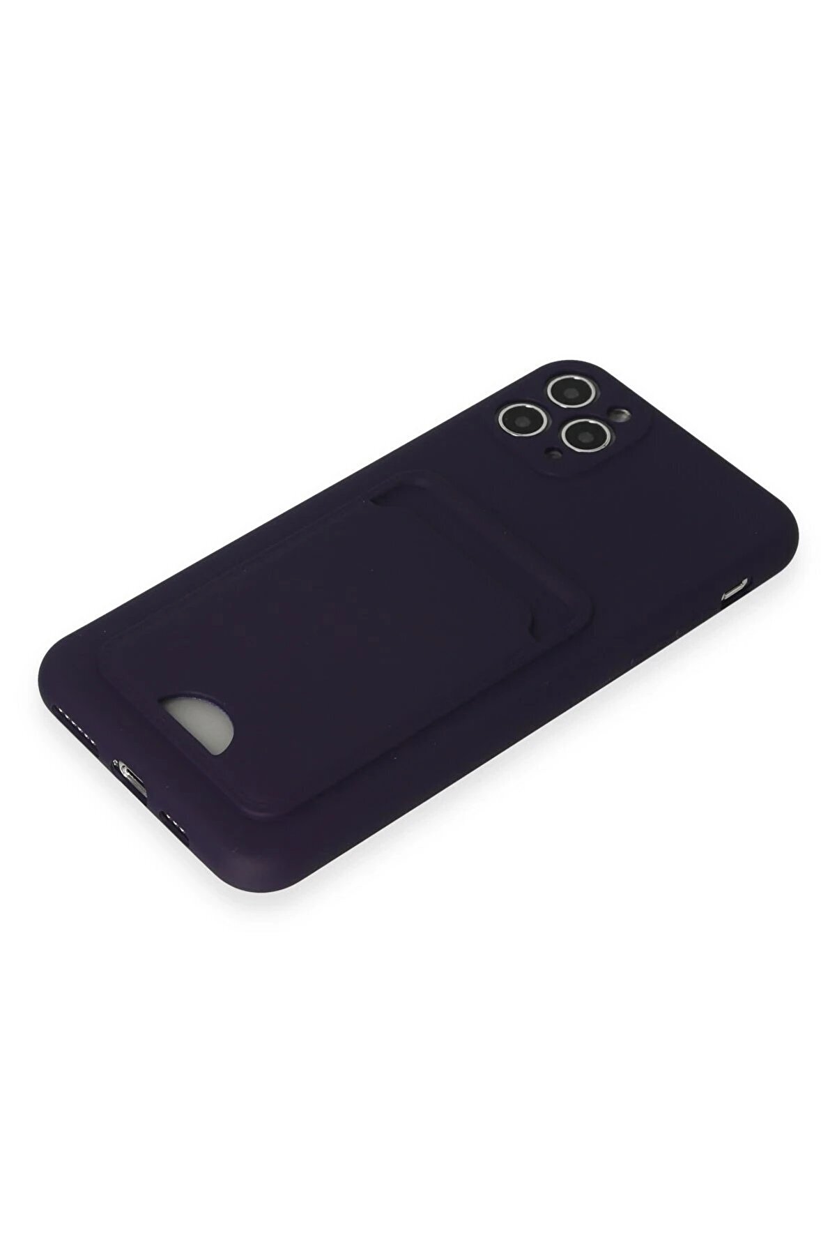 İphone 11 Pro Max Kılıf Kelvi̇n Kartvi̇zi̇tli̇ Si̇li̇kon - Deri̇n Mor - Dropx5861-6117