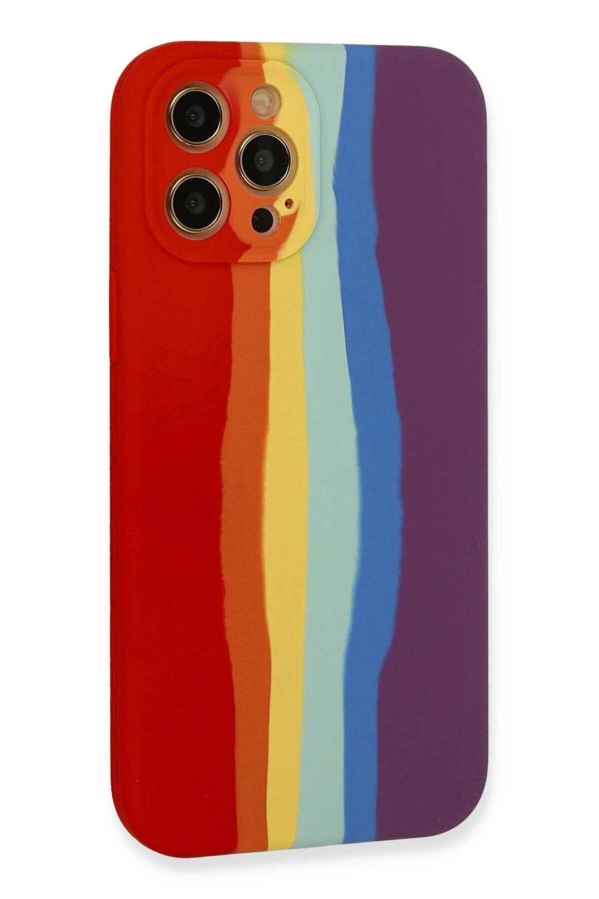 İphone 12 Pro Max Kılıf Ebruli̇ Lansman Si̇li̇kon - Kırmızı-Mor - Dropx1521-4466