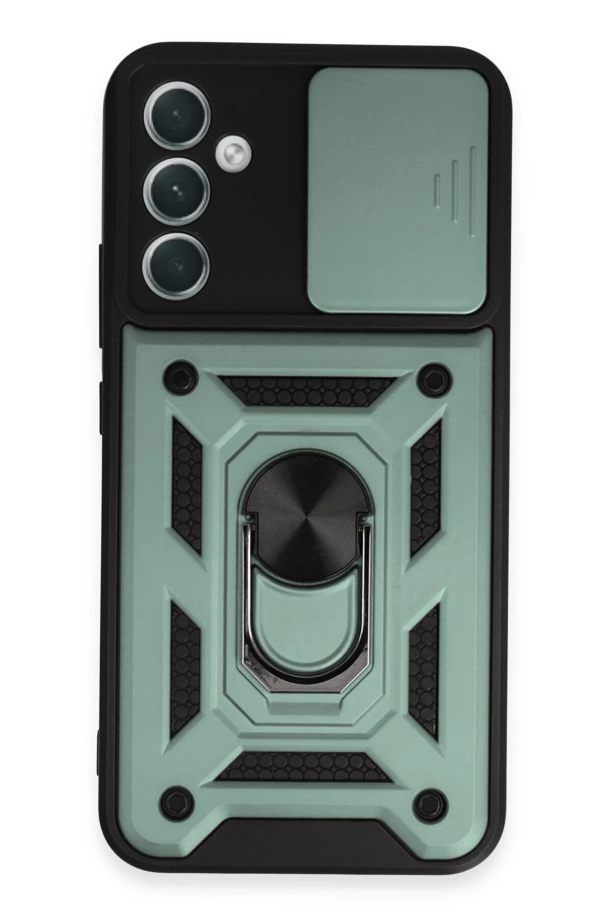 CepteToptan Samsung Galaxy A34 5G Kılıf Pars Lens Yüzüklü Silikon - Yeşil - DROPX9541-9709