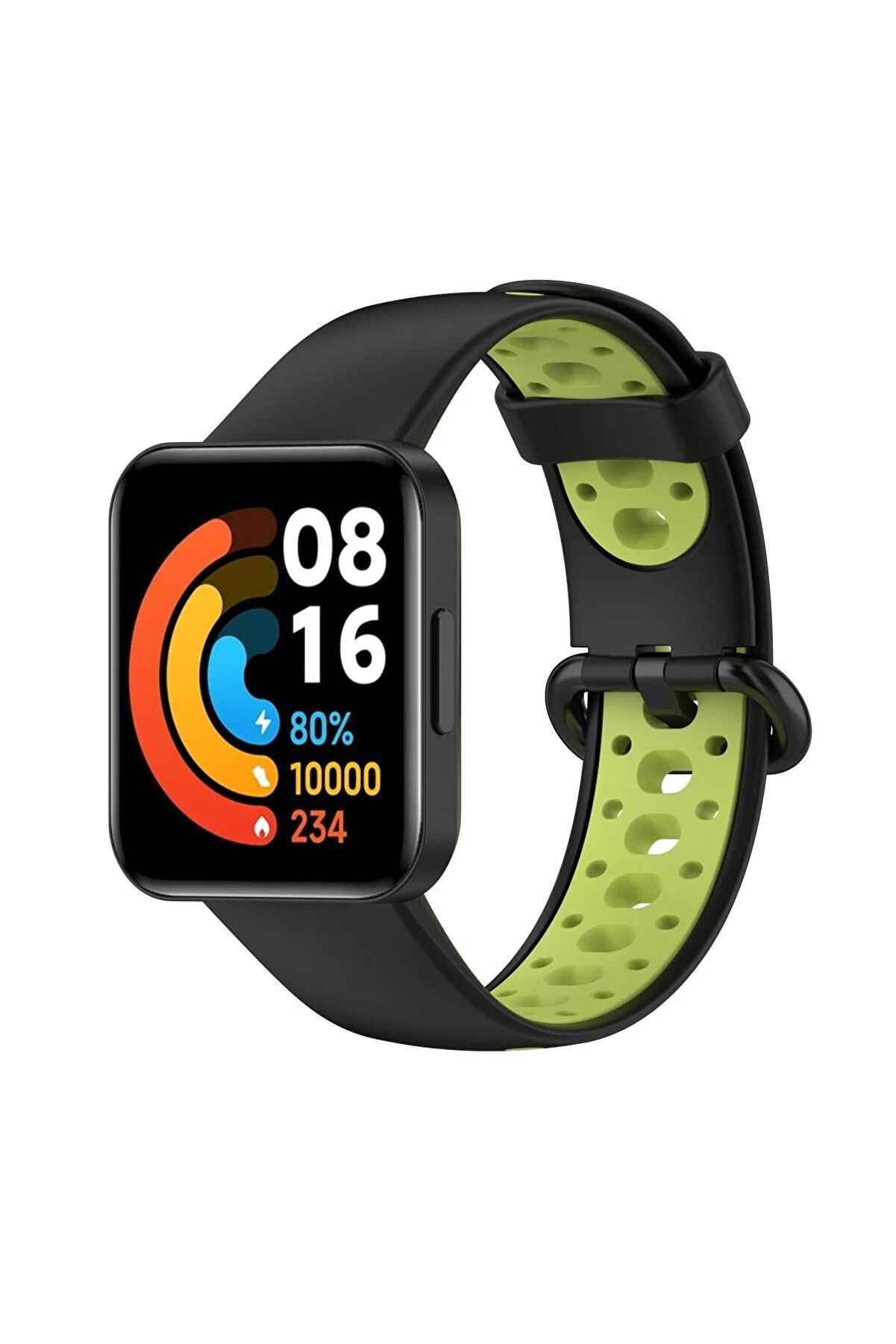 CepteToptan Xiaomi Redmi Watch 2 Spor Delikli Kordon - Siyah-Yeşil - DROPX2238-1563
