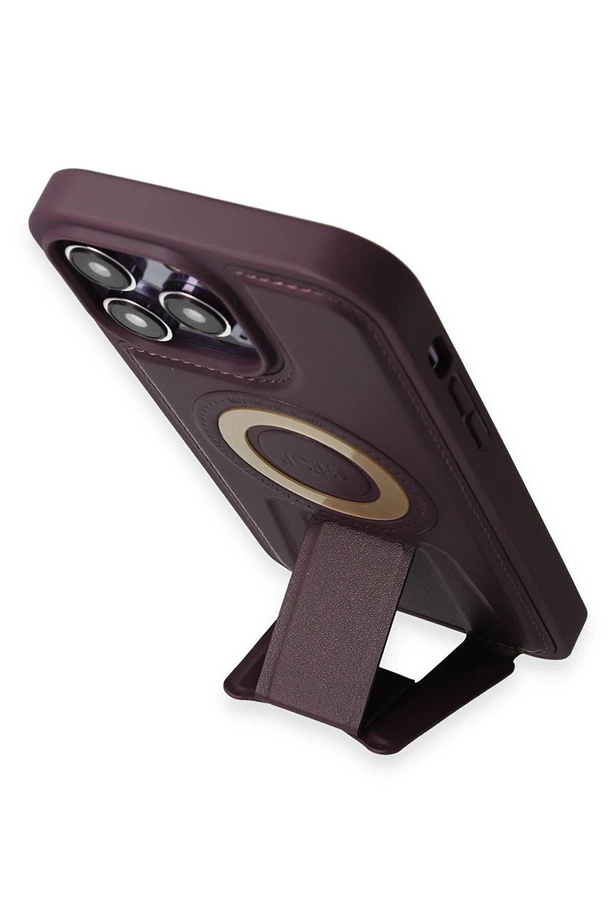 İphone 14 Pro Max Kılıf Merkür Magneti̇csafe Standlı Kapak - Deri̇n Mor - Dropx6842-1935