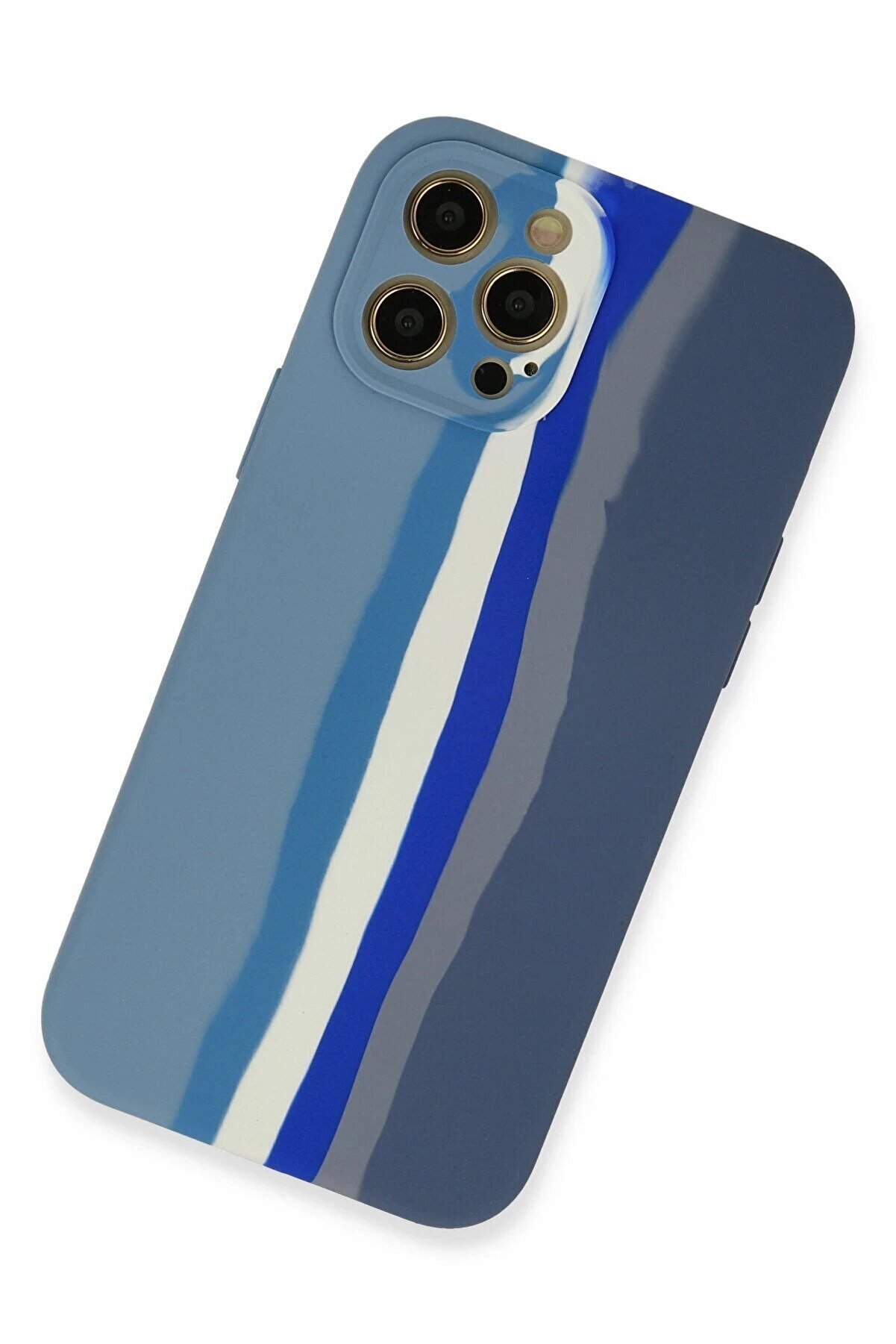 İphone 12 Pro Kılıf Ebruli̇ Lansman Si̇li̇kon - Mavi̇-Gri̇ - Dropx2516-6038