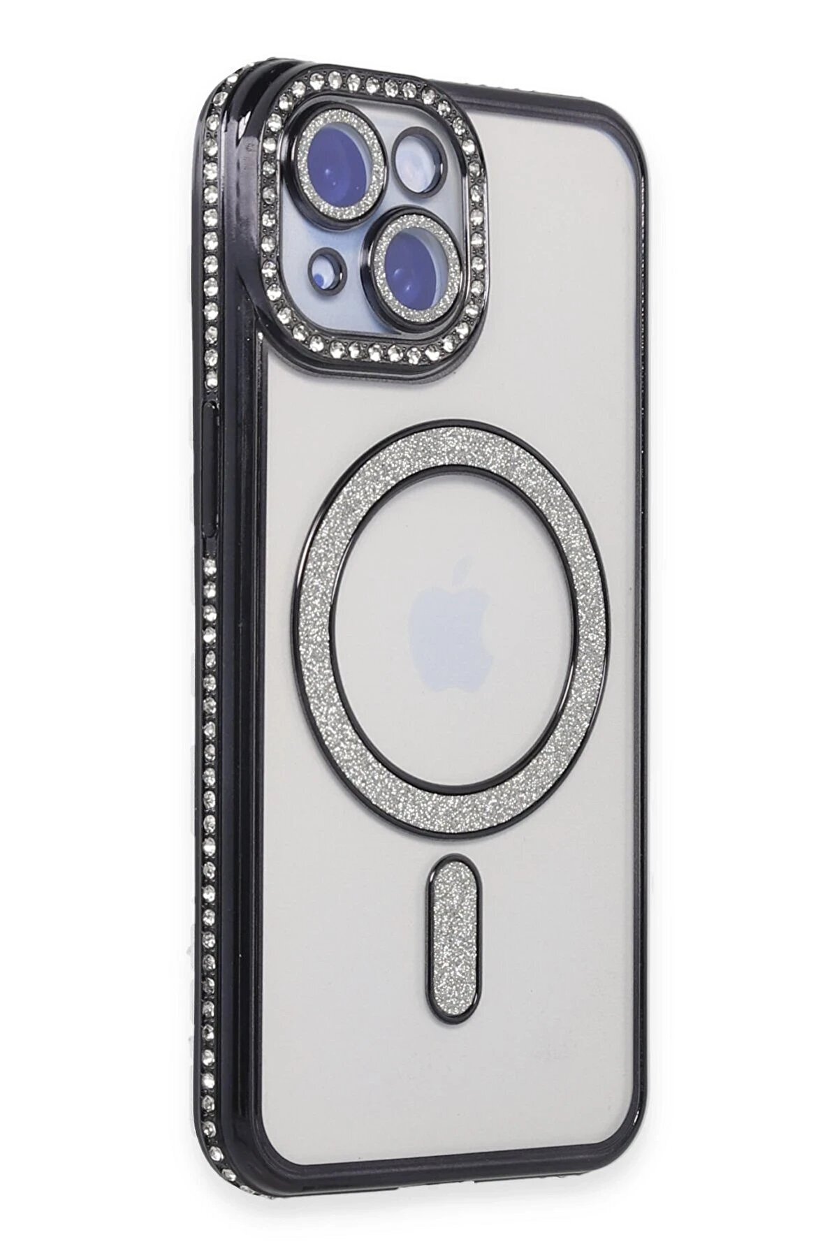 CepteToptan iPhone 15 Kılıf Joke Simli Magneticsafe Kılıf - Siyah - DROPX5740-4032