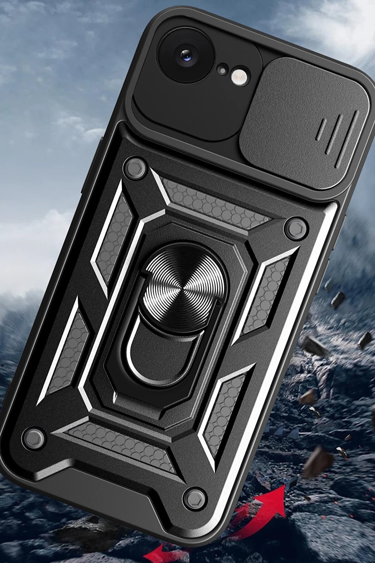 İphone 16E Kılıf Pars Lens Yüzüklü Si̇li̇kon - Si̇yah - Dropx1934-9802