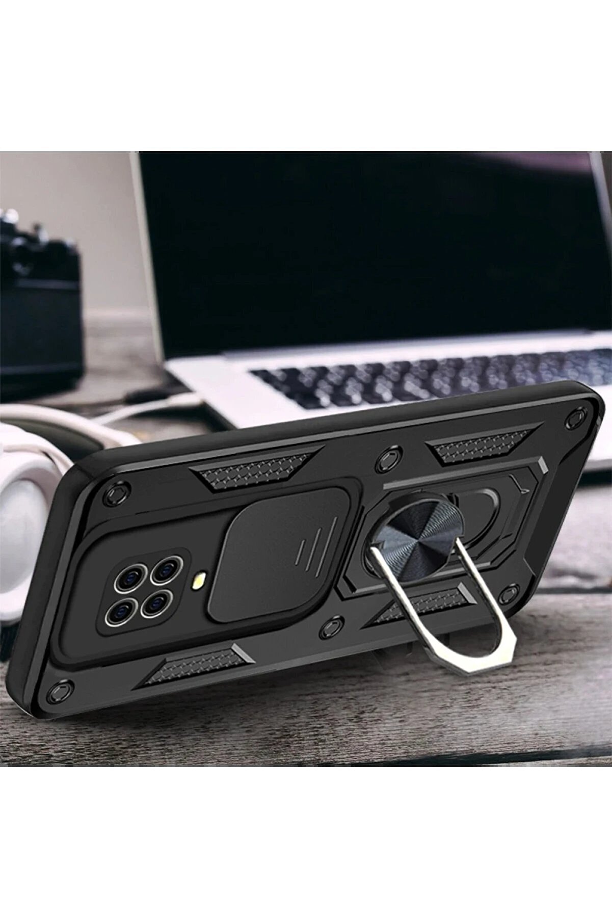 Xi̇aomi̇ Redmi̇ Note 9 Pro Kılıf Pars Lens Yüzüklü Si̇li̇kon - Si̇yah - Dropx4362-1736