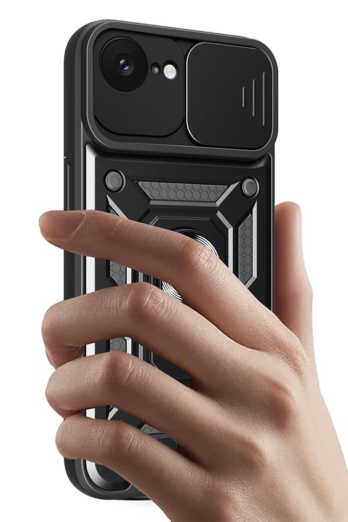 İphone 16E Kılıf Pars Lens Yüzüklü Si̇li̇kon - Si̇yah - Dropx1934-9802