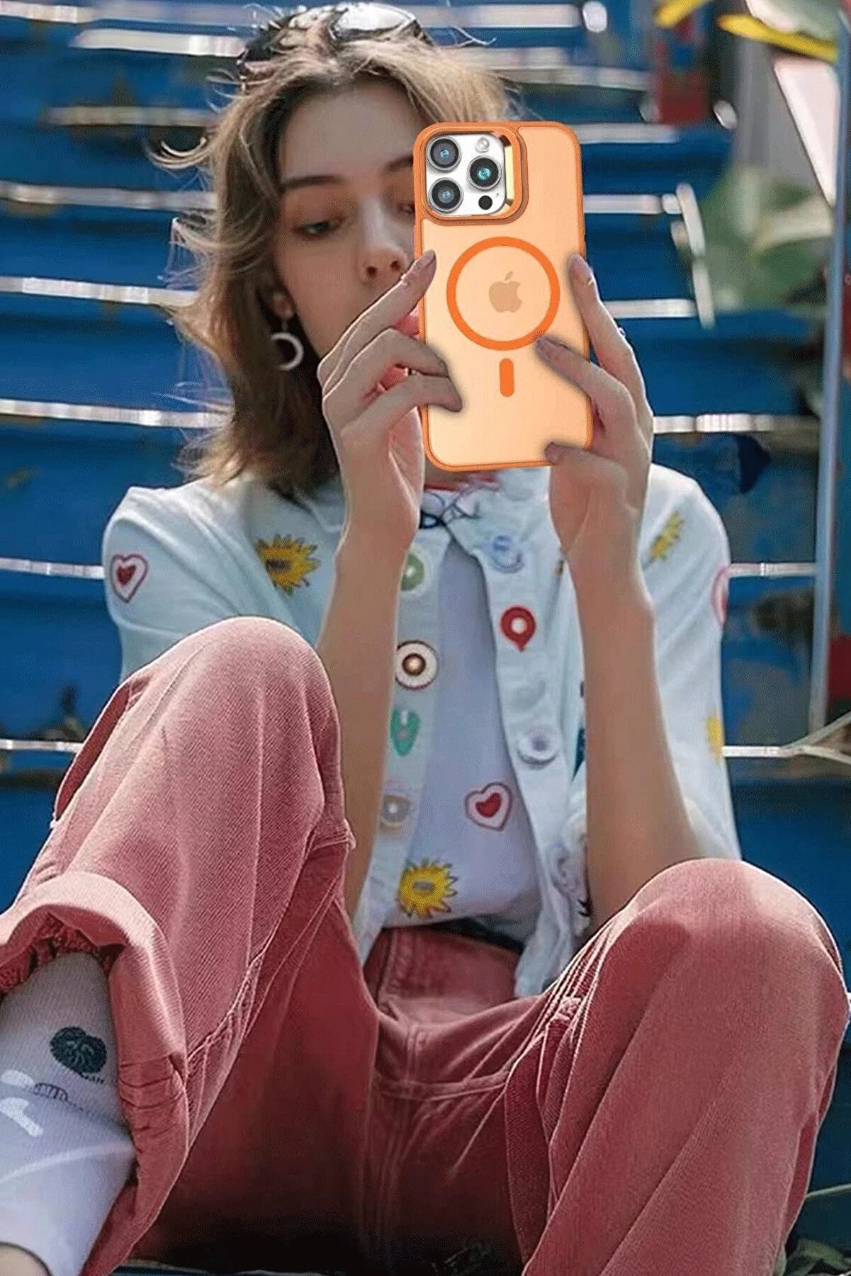 İphone 16 Flet Lens Magsafe Kapak - Deri̇n Mor - Dropx1138-5983