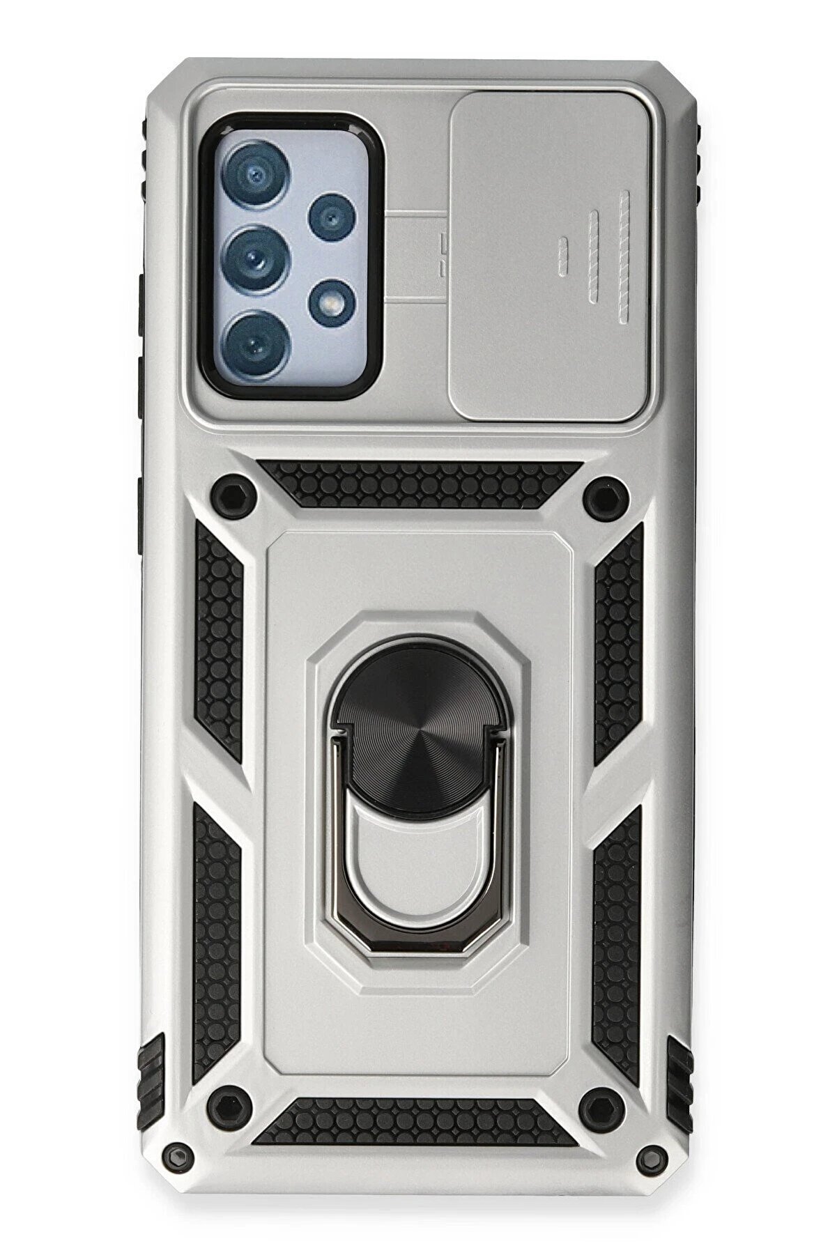 CepteToptan Samsung Galaxy A73 5G Kılıf Pars Lens Yüzüklü Silikon - Gümüş - DROPX9709-1409