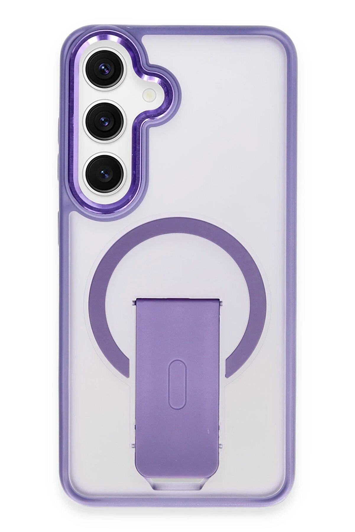 CepteToptan Newface Samsung Galaxy S24 Tork Magsafe Standlı Kapak - Derin Mor