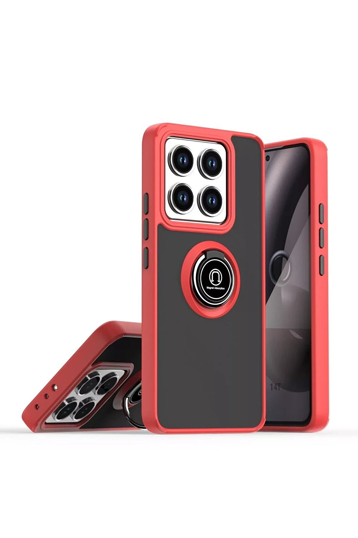 Xi̇aomi̇ Mi̇ 14T Pro Kılıf Montreal Yüzüklü Si̇li̇kon Kapak - Kırmızı - Dropx7430-7469