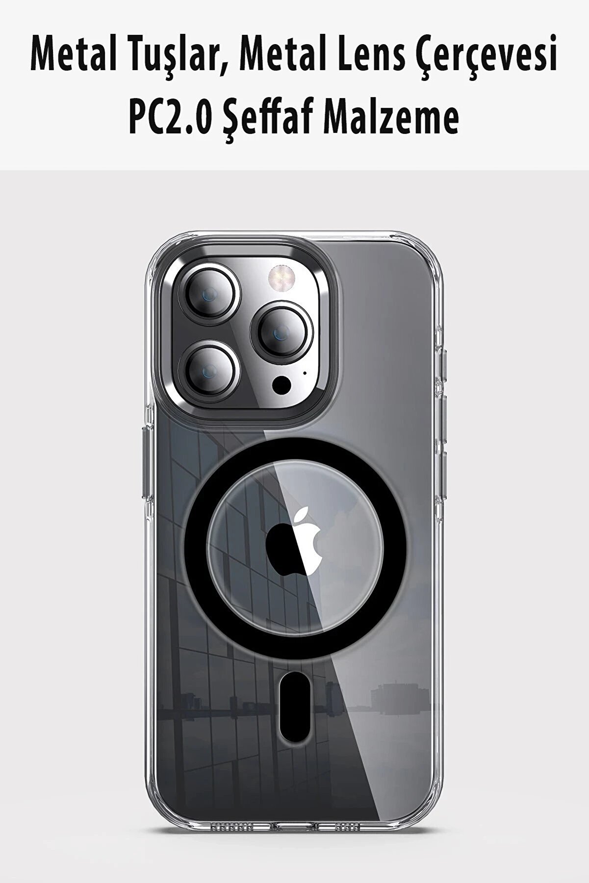 İphone 15 Pro Max Kılıf Crystal Magsafe Kapak - Şeffaf - Dropx5233-8515