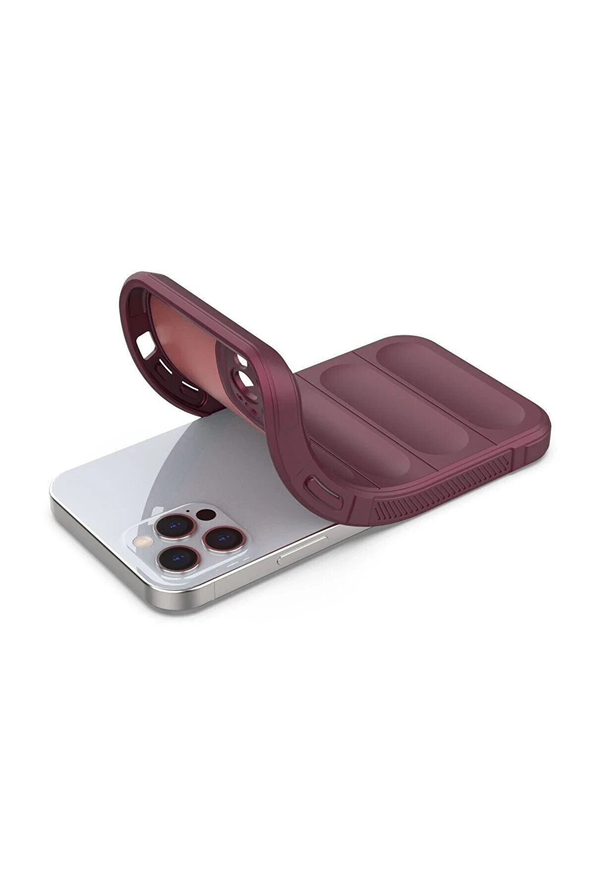 İphone 12 Pro Kılıf Opti̇mum Si̇li̇kon - Bordo - Dropx1424-7889