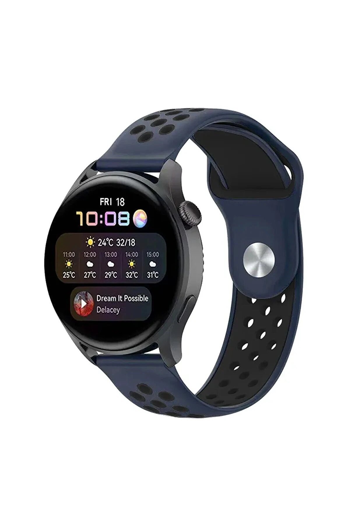 CepteToptan Watch 20mm Spor Delikli Kordon - Lacivert-Siyah - DROPX5090-3832
