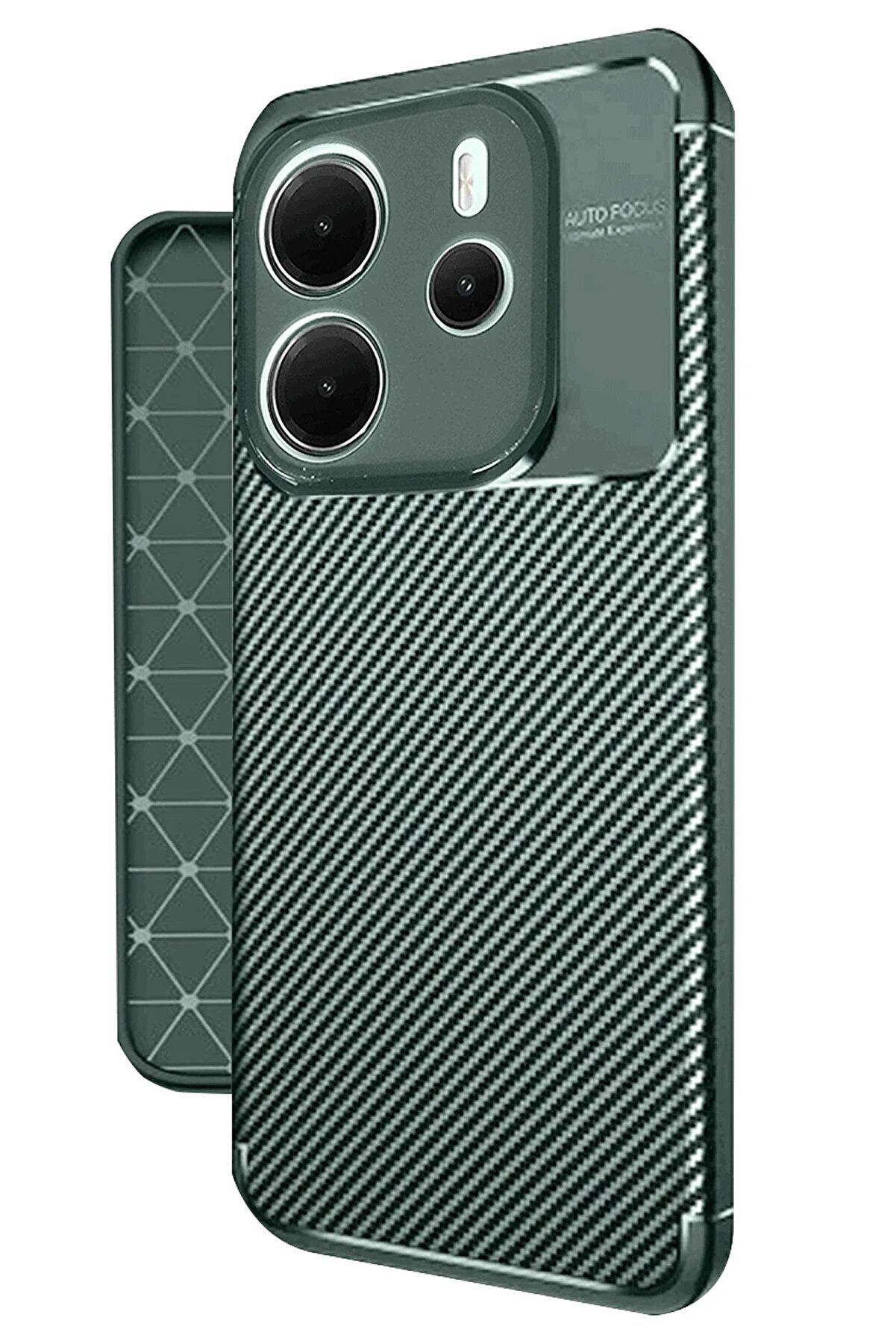 Xi̇aomi̇ Redmi̇ Note 14 4G Kılıf Auto Focus Karbon Kapak - Koyu Yeşi̇l - Dropx6466-7623
