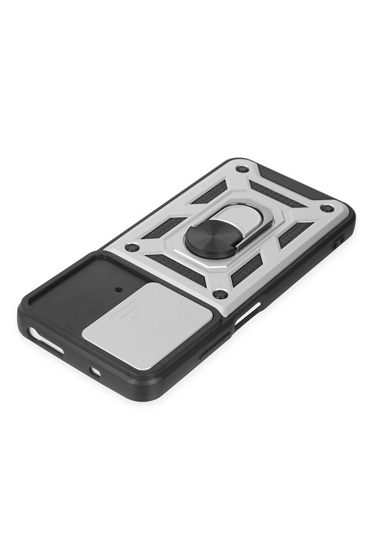 Xi̇aomi̇ Poco M4 Pro 4G Kılıf Pars Lens Yüzüklü Si̇li̇kon - Gümüş - Dropx4391-3958