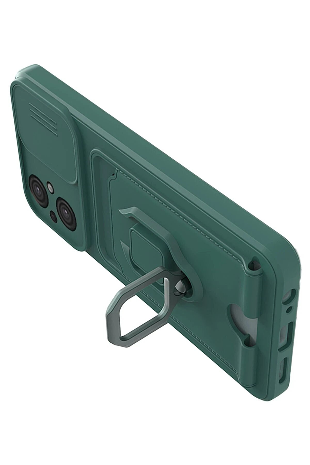 Xi̇aomi̇ Poco M5 Kılıf Zuma Kartvi̇zi̇tli̇ Yüzüklü Si̇li̇kon - Yeşi̇l - Dropx3869-6587