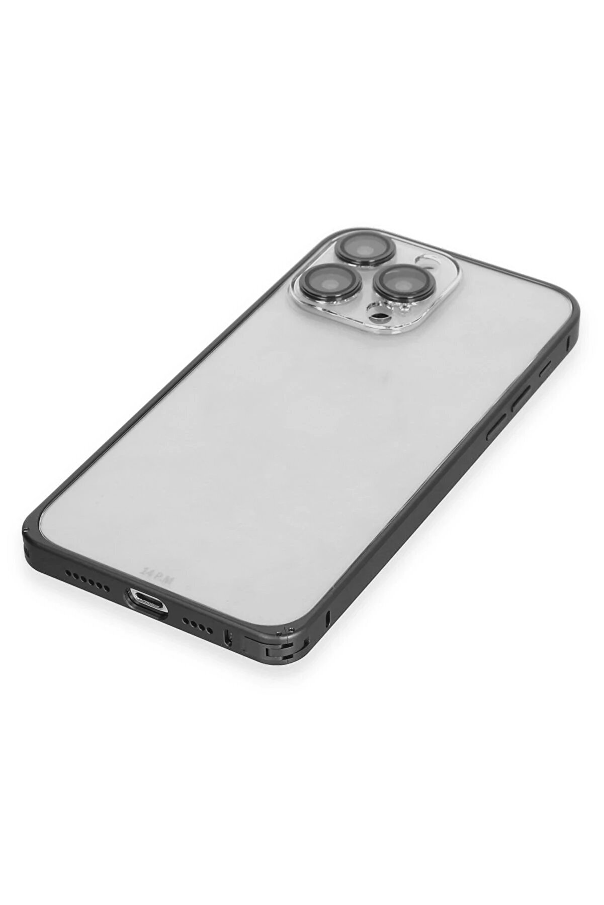 İphone 15 Pro Metal Bumper Mat Kapak - Si̇yah - Dropx9284-7290