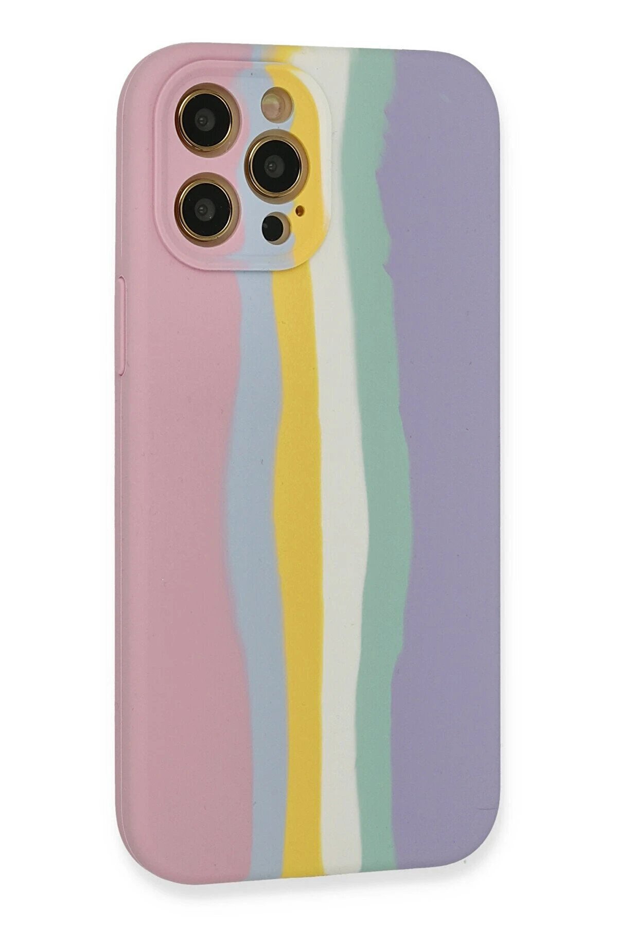 İphone 12 Pro Max Kılıf Ebruli̇ Lansman Si̇li̇kon - Pembe-Li̇la - Dropx7107-1264