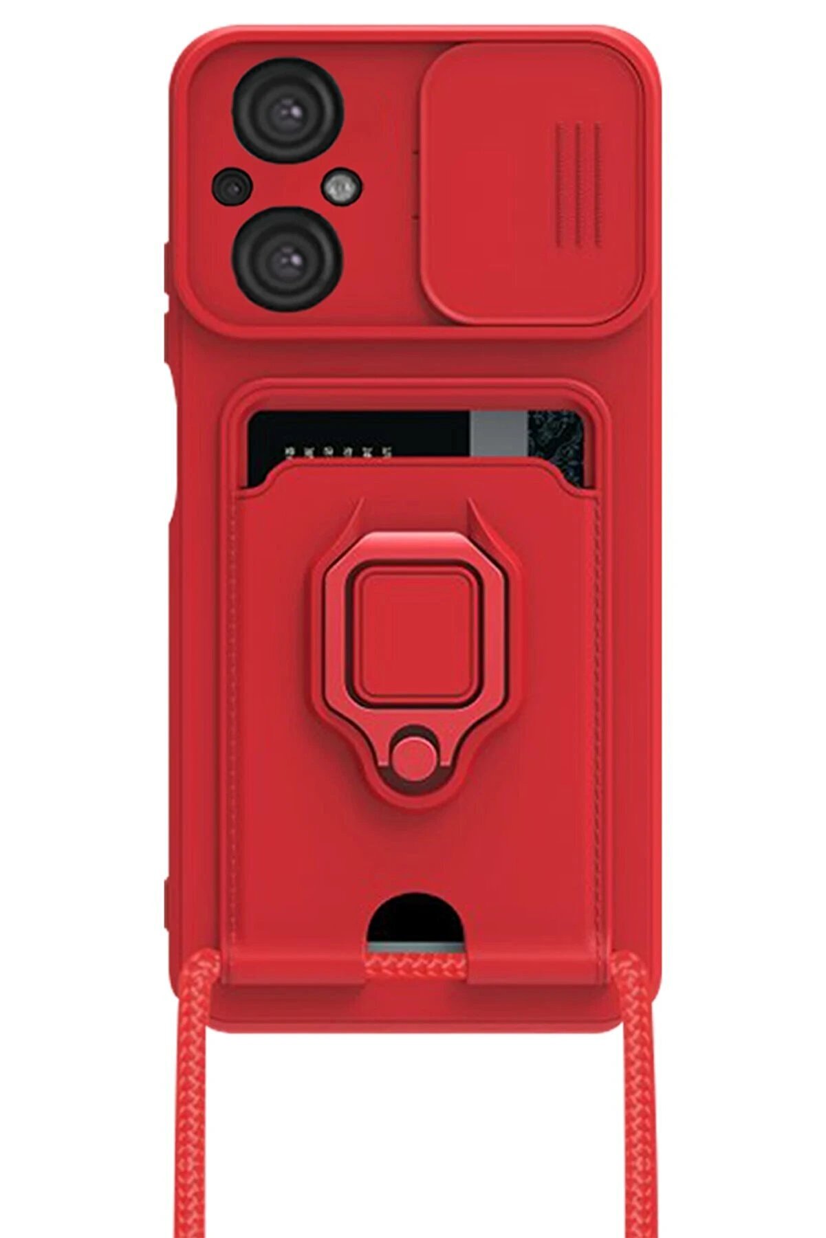 Xi̇aomi̇ Poco M5 Kılıf Zuma Kartvi̇zi̇tli̇ Y&uuml;z&uuml;kl&uuml; Si̇li̇kon - Kırmızı - Dropx9563-5965