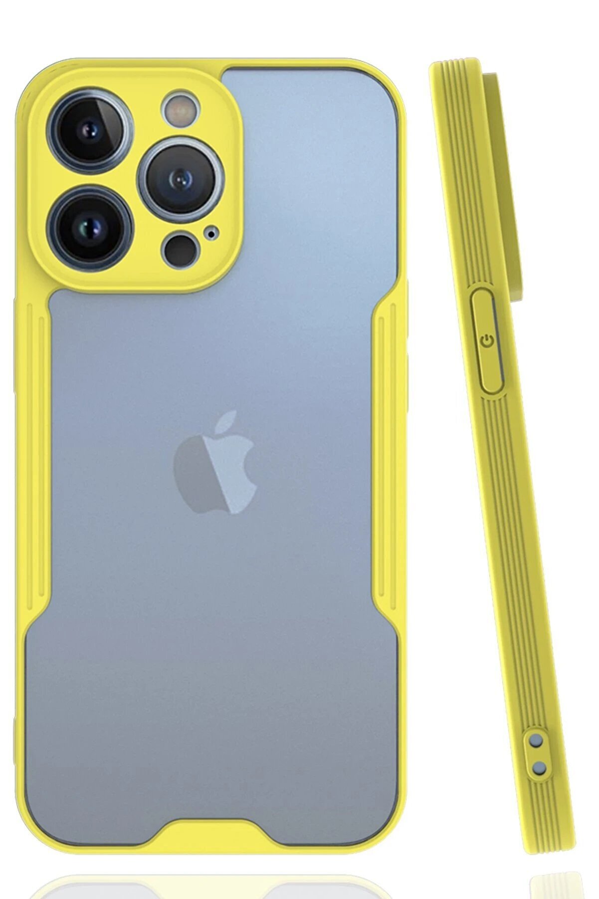 CepteToptan iPhone 14 Pro Max Kılıf Platin Silikon - Sarı - DROPX1842-9558