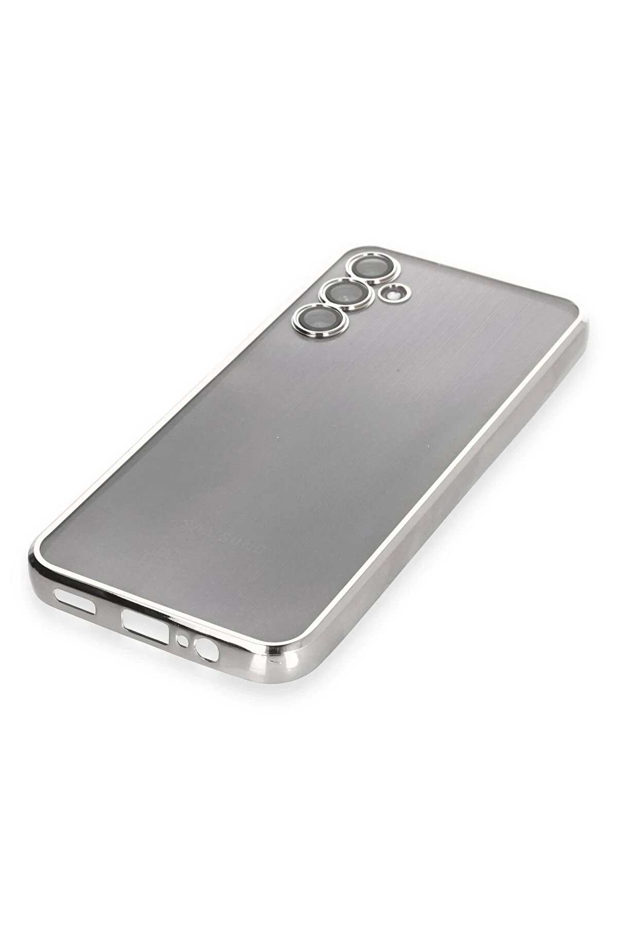 Samsung Galaxy A14 4G Kılıf Lensli̇ Si̇li̇kon - Gümüş - Dropx4918-8510