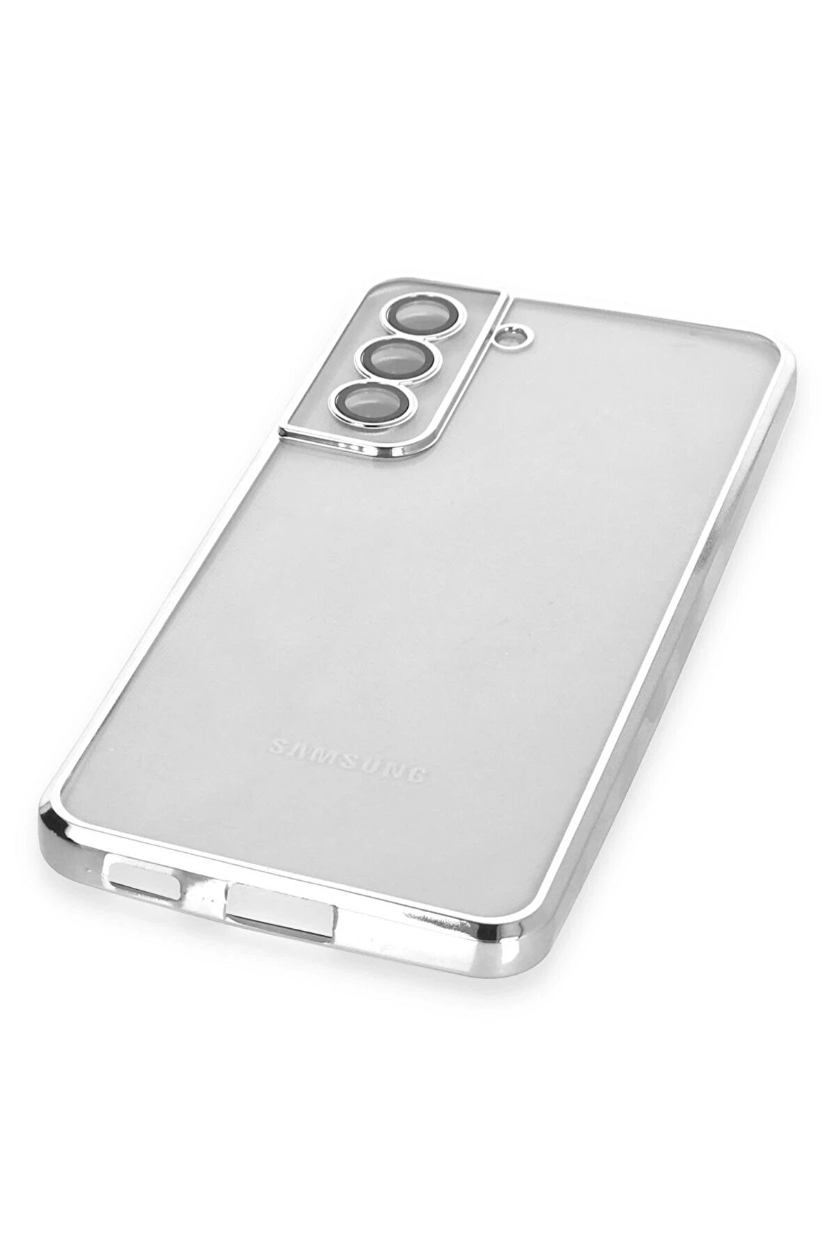 Samsung Galaxy S21 Fe Kılıf Lensli̇ Si̇li̇kon - G&uuml;m&uuml;ş - Dropx1123-5774