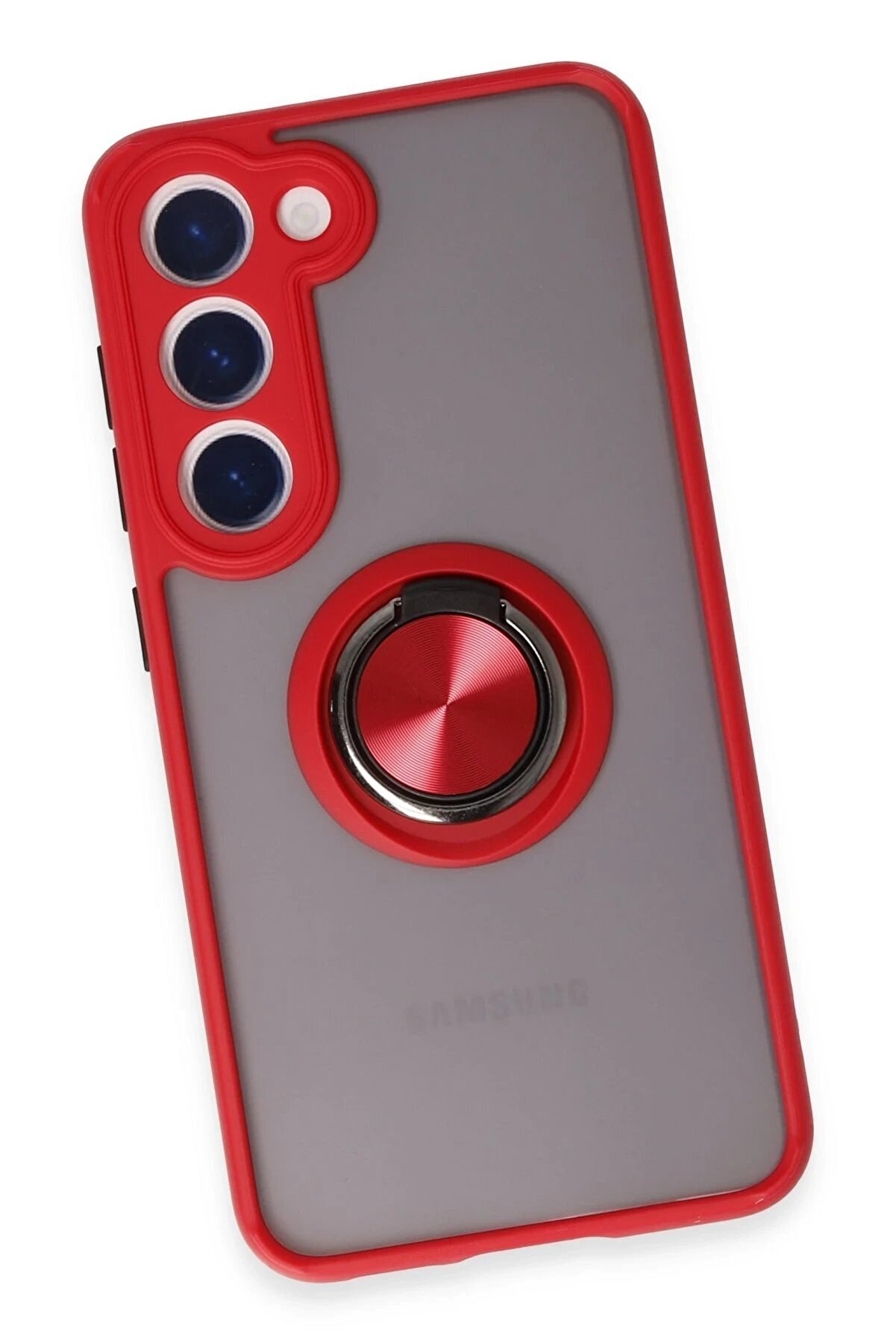 Samsung Galaxy S23 Kılıf Montreal Yüzüklü Si̇li̇kon Kapak - Kırmızı - Dropx2962-6668