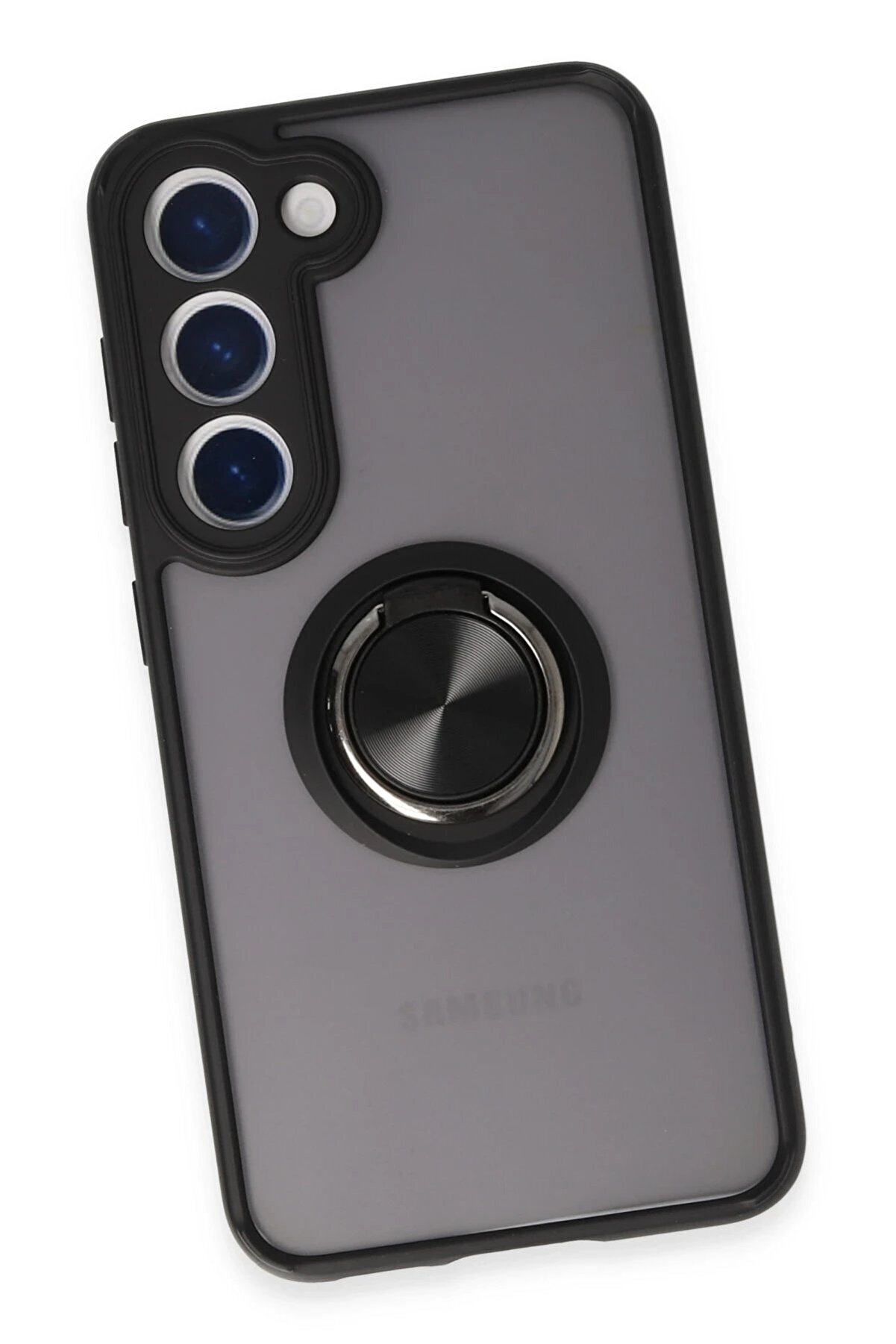 Samsung Galaxy S23 Kılıf Montreal Yüzüklü Si̇li̇kon Kapak - Si̇yah - Dropx3575-3438