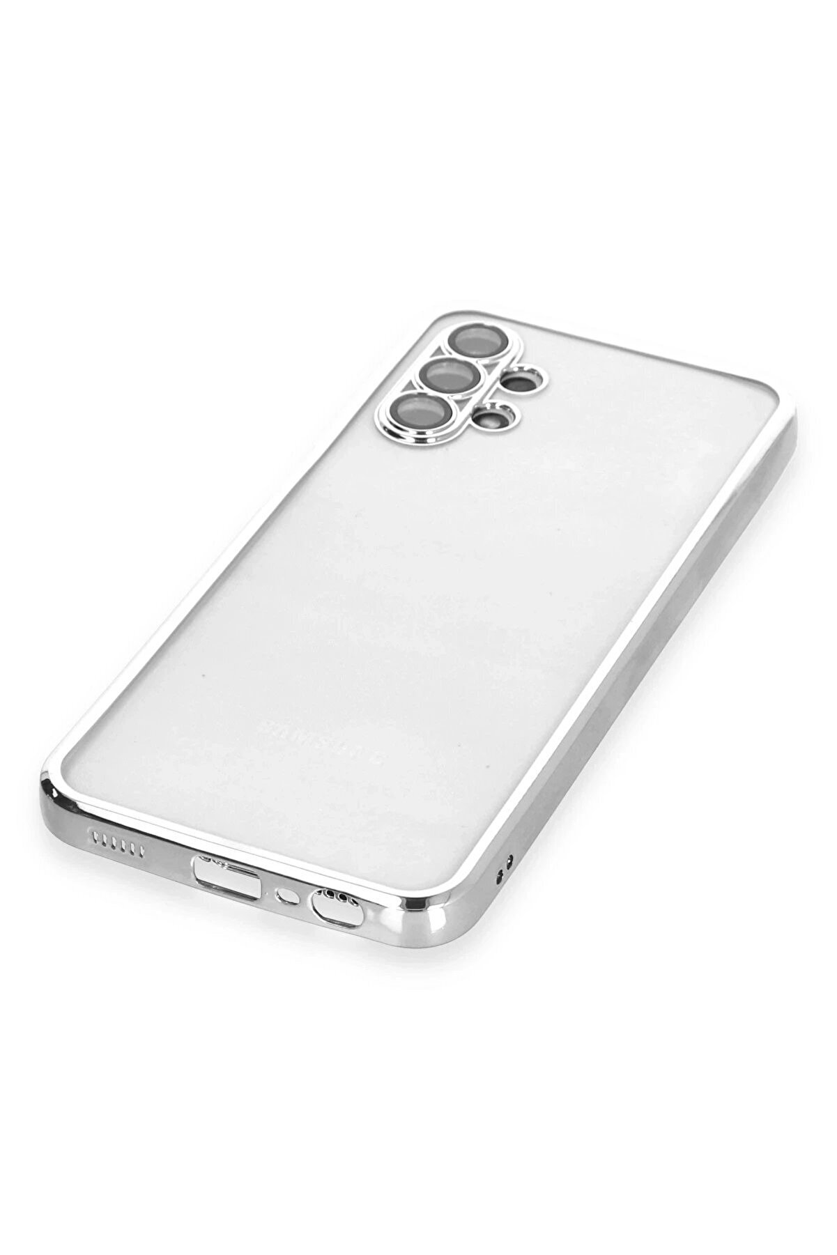 Samsung Galaxy A13 4G Kılıf Lensli̇ Si̇li̇kon - Gümüş - Dropx6688-1516