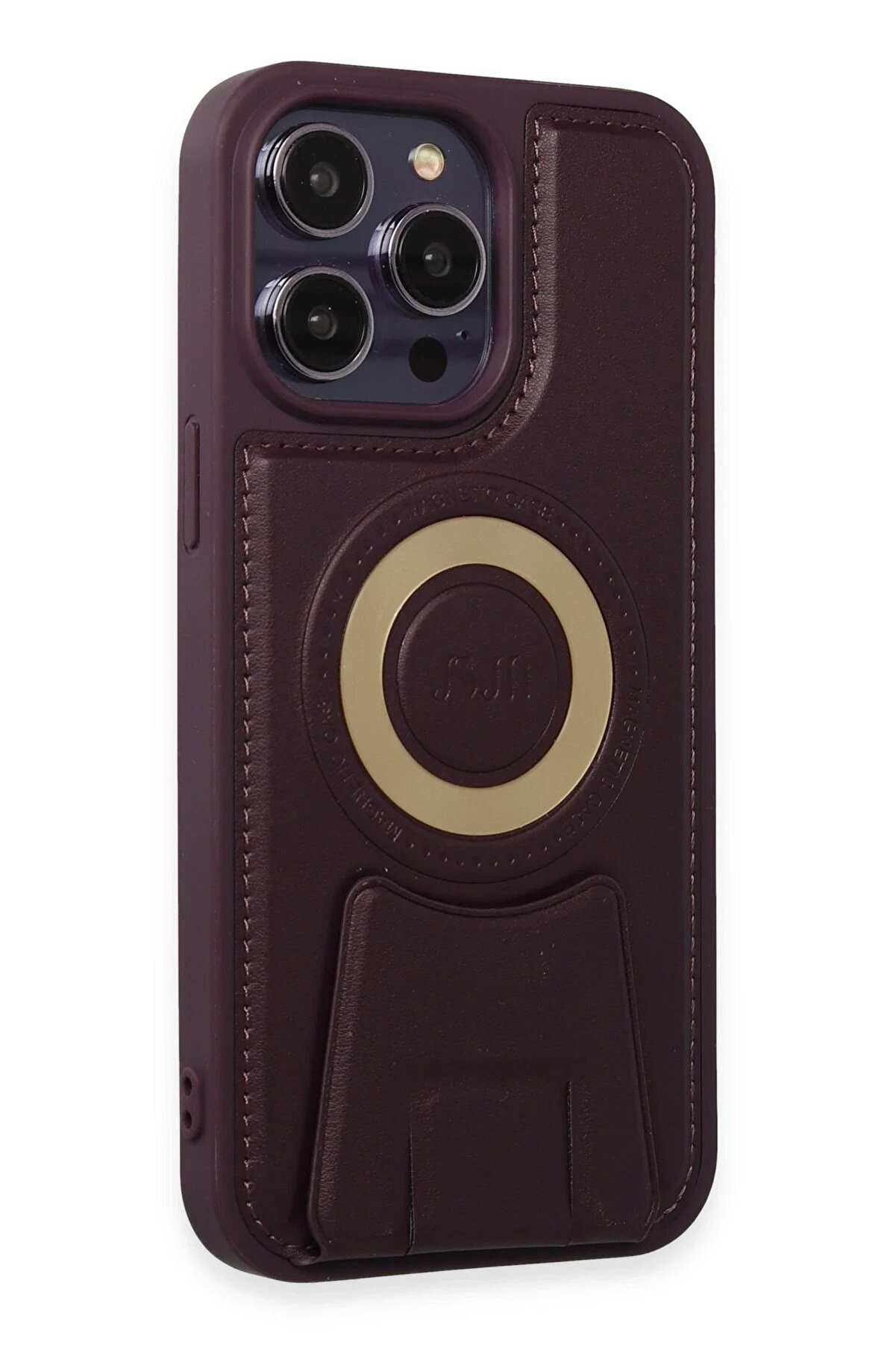 İphone 14 Pro Max Kılıf Merkür Magneti̇csafe Standlı Kapak - Deri̇n Mor - Dropx6842-1935