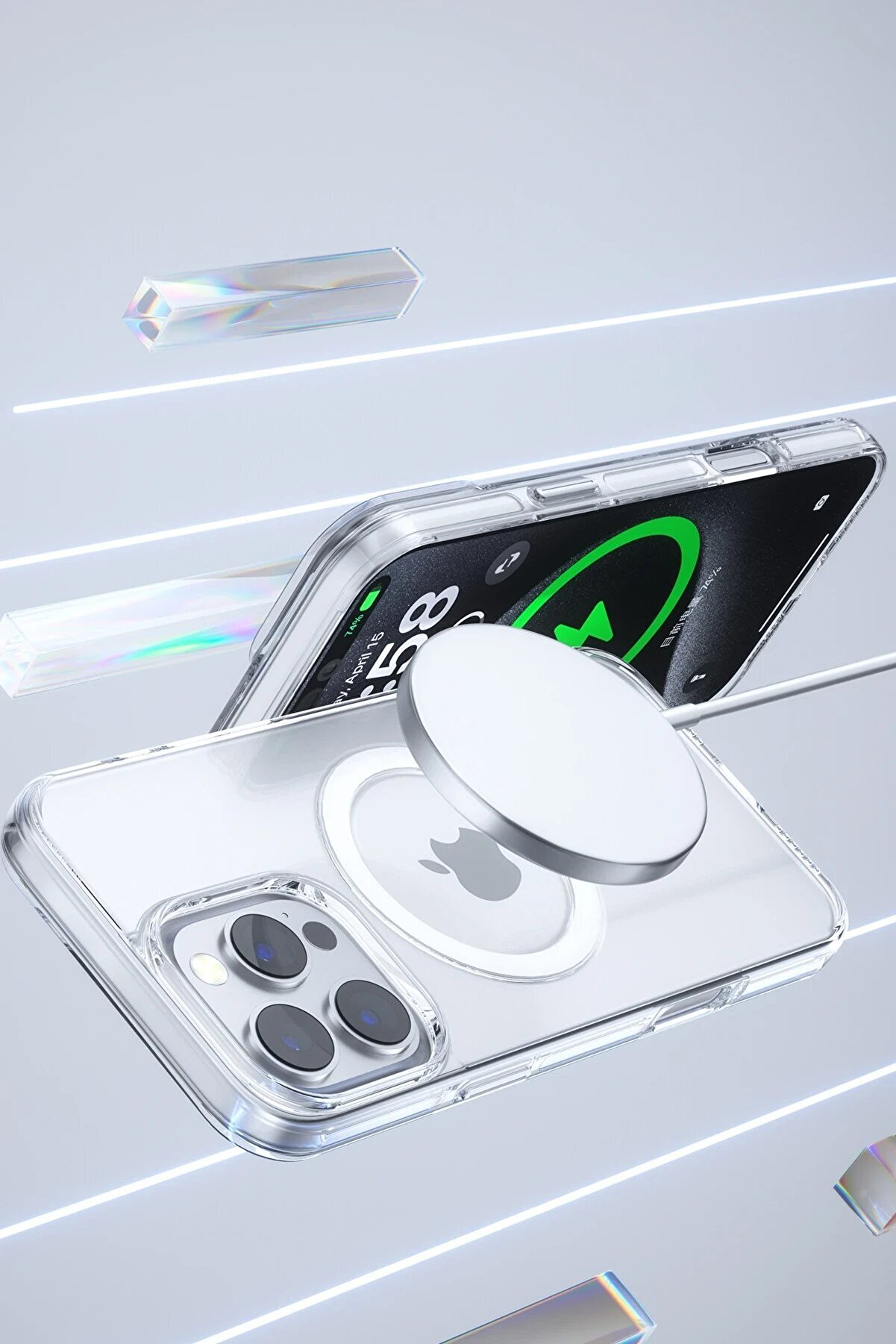 İphone 15 Pro Gleam Pc Sert Magsafe Kılıf - Şeffaf - Dropx3068-1864