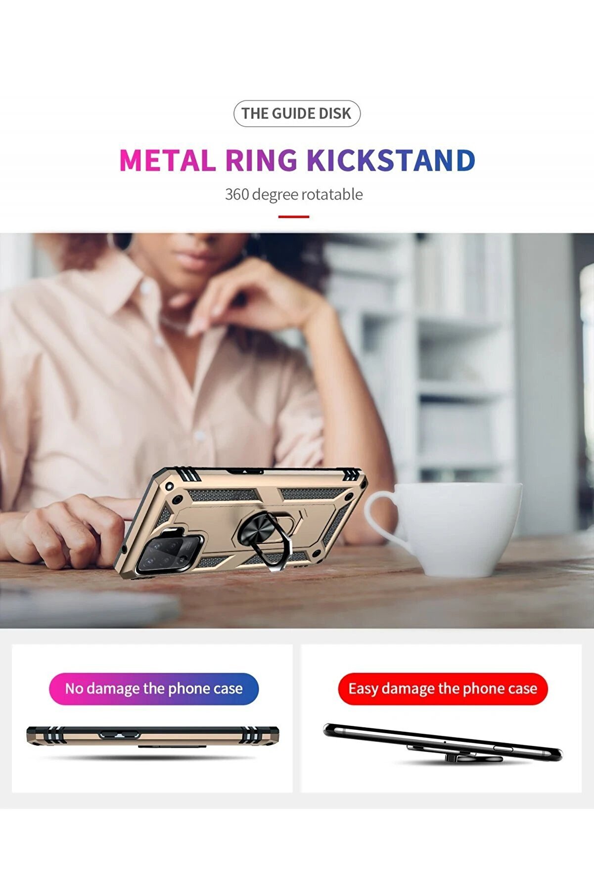 Oppo Reno 5 Li̇te Kılıf Sofya Y&uuml;z&uuml;kl&uuml; Si̇li̇kon Kapak - Gold - Dropx1245-3330