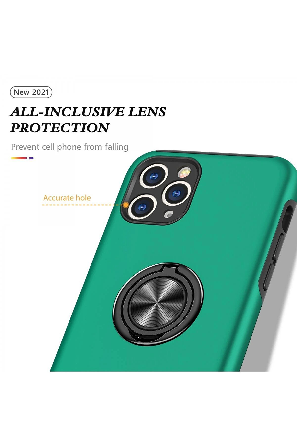 İphone 11 Pro Max Kılıf Eli̇t Yüzüklü Kapak - Yeşi̇l - Dropx1270-2311