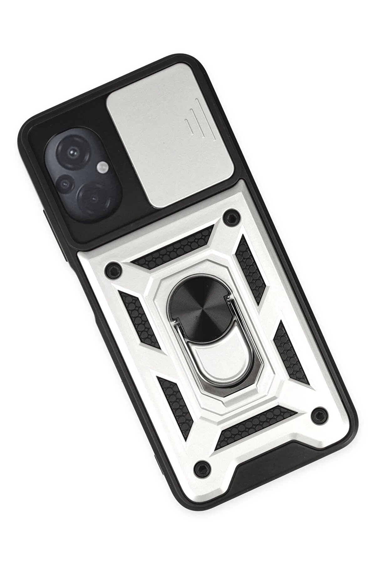 Xi̇aomi̇ Poco M5 Kılıf Pars Lens Yüzüklü Si̇li̇kon - Gümüş - Dropx3933-6761