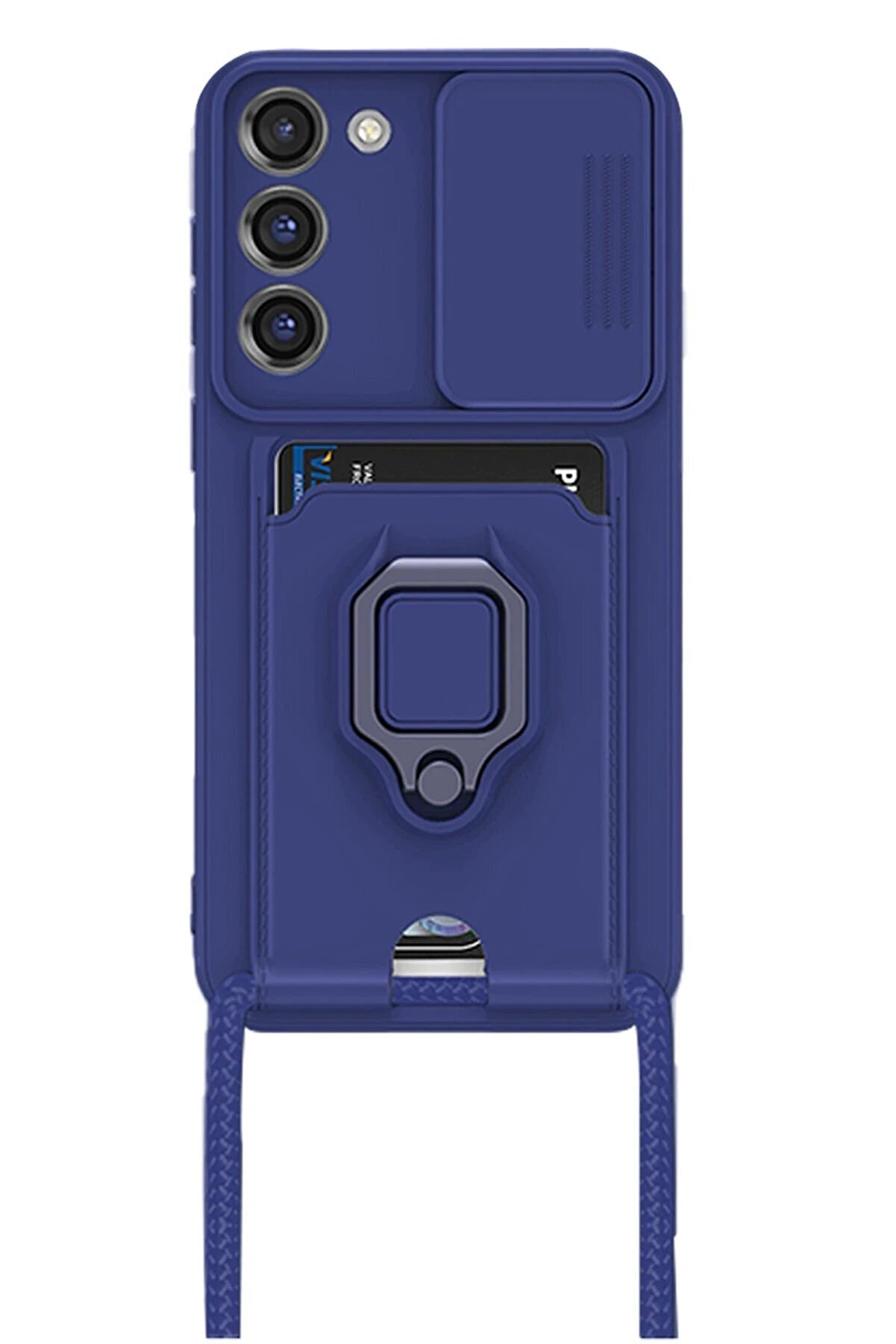 Samsung Galaxy S24 Plus Kılıf Zuma Kartvi̇zi̇tli̇ Yüzüklü Si̇li̇kon - Laci̇vert - Dropx5866-9186