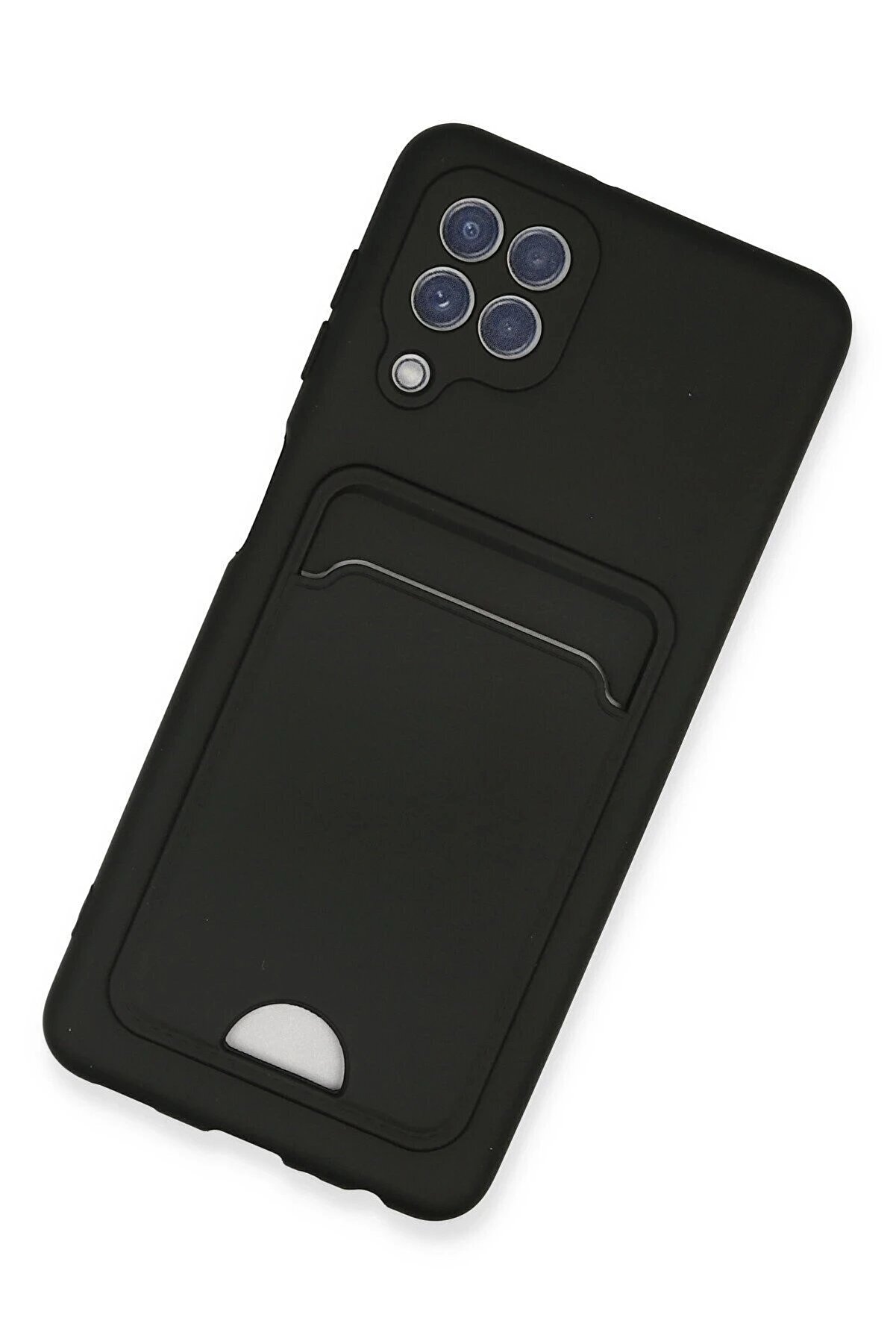 Samsung Galaxy A22 Kılıf Kelvi̇n Kartvi̇zi̇tli̇ Si̇li̇kon - Si̇yah - Dropx3006-6484