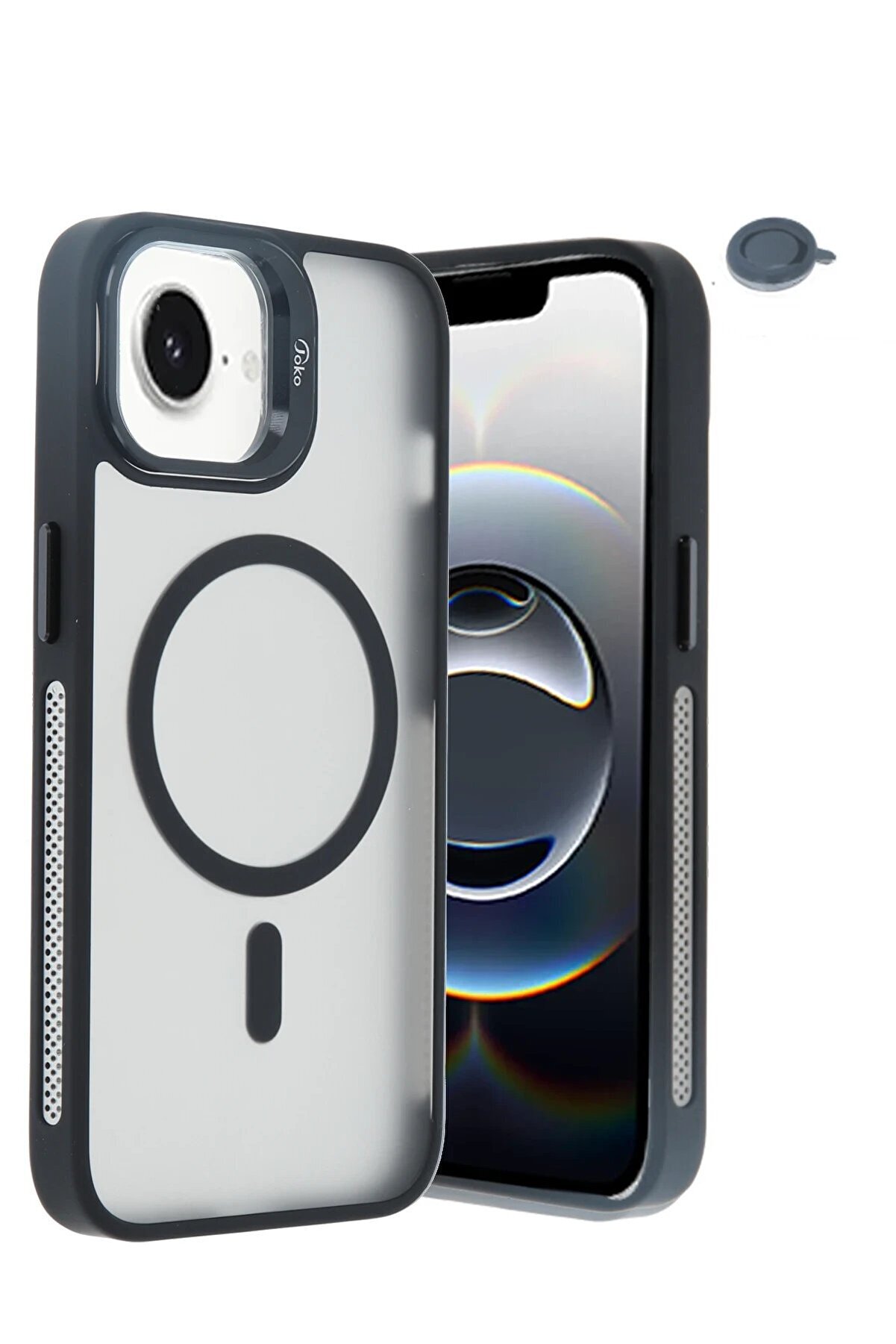 İphone 16E Flet Lens Magsafe Kapak - Si̇yah - Dropx4728-4322