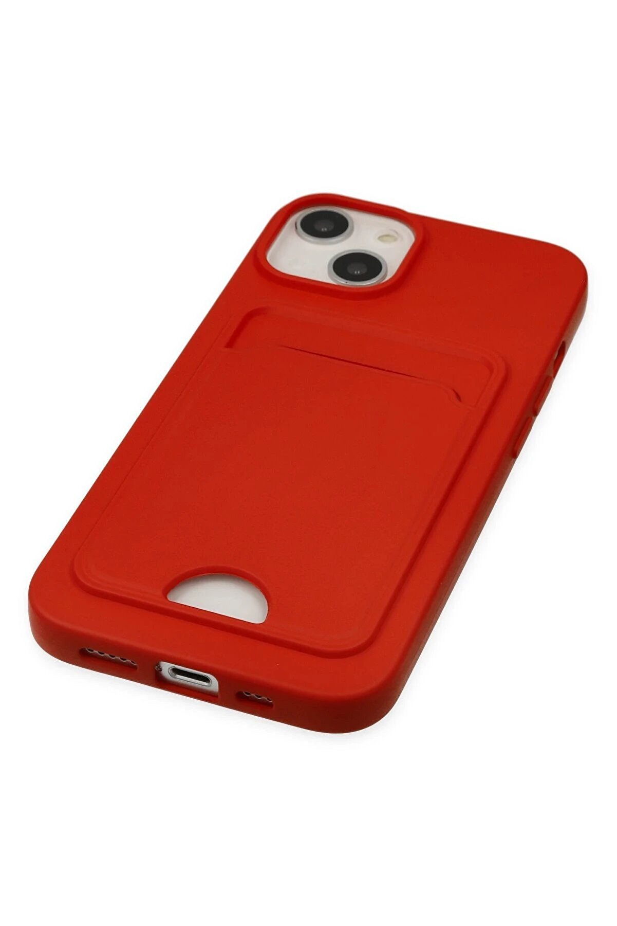 İphone 14 Plus Kılıf Kelvi̇n Kartvi̇zi̇tli̇ Si̇li̇kon - Kırmızı - Dropx9087-2658