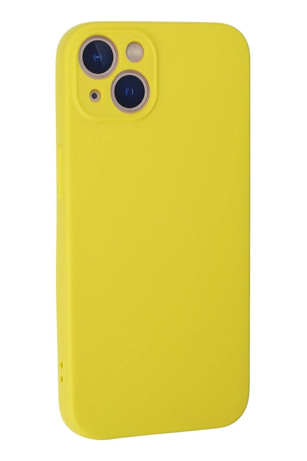 İphone 13 Mi̇ni̇ Kılıf Nano İ&ccedil;i̇ Kadi̇fe Si̇li̇kon - Sarı - Dropx8995-4795