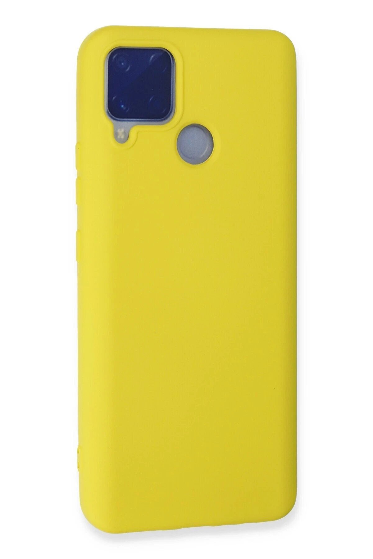 Realme C15 Kılıf Nano İ&ccedil;i̇ Kadi̇fe Si̇li̇kon - Sarı - Dropx7702-5921