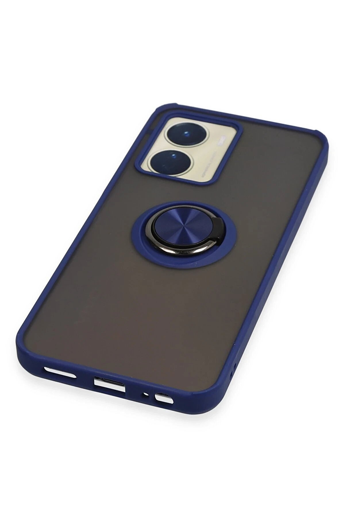 Vi̇vo Y16 Kılıf Montreal Yüzüklü Si̇li̇kon Kapak - Laci̇vert - Dropx7806-8668