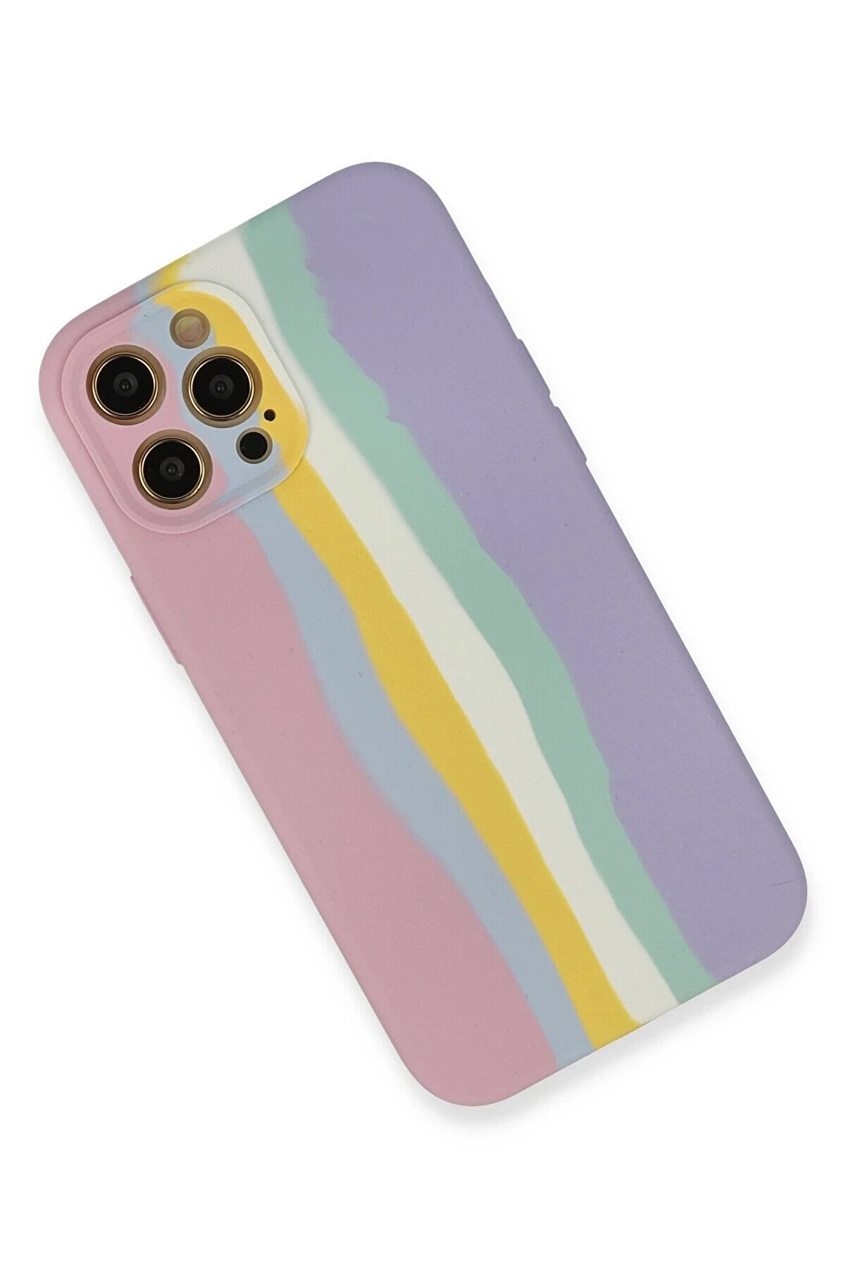 İphone 12 Pro Max Kılıf Ebruli̇ Lansman Si̇li̇kon - Pembe-Li̇la - Dropx7107-1264