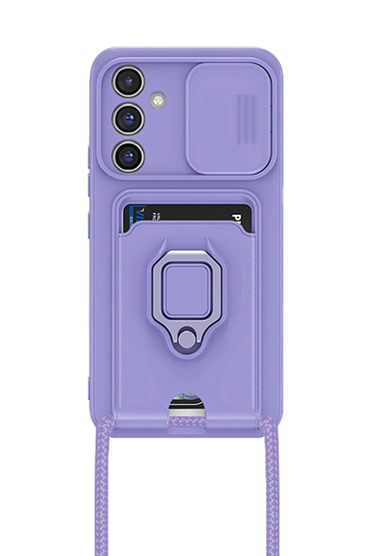 Samsung Galaxy A05S Kılıf Zuma Kartvi̇zi̇tli̇ Yüzüklü Si̇li̇kon - Li̇la - Dropx1686-4930