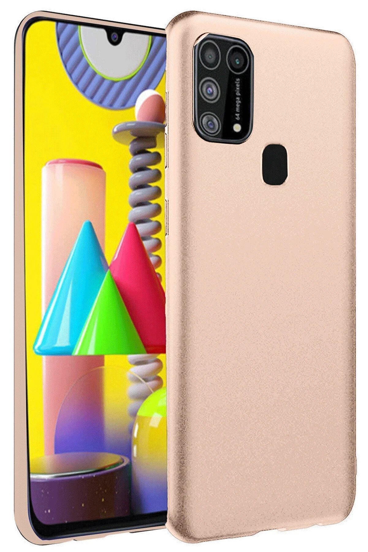 Samsung Galaxy M31 Kılıf Nano İçi̇ Kadi̇fe Si̇li̇kon - Pudra - Dropx6532-6308