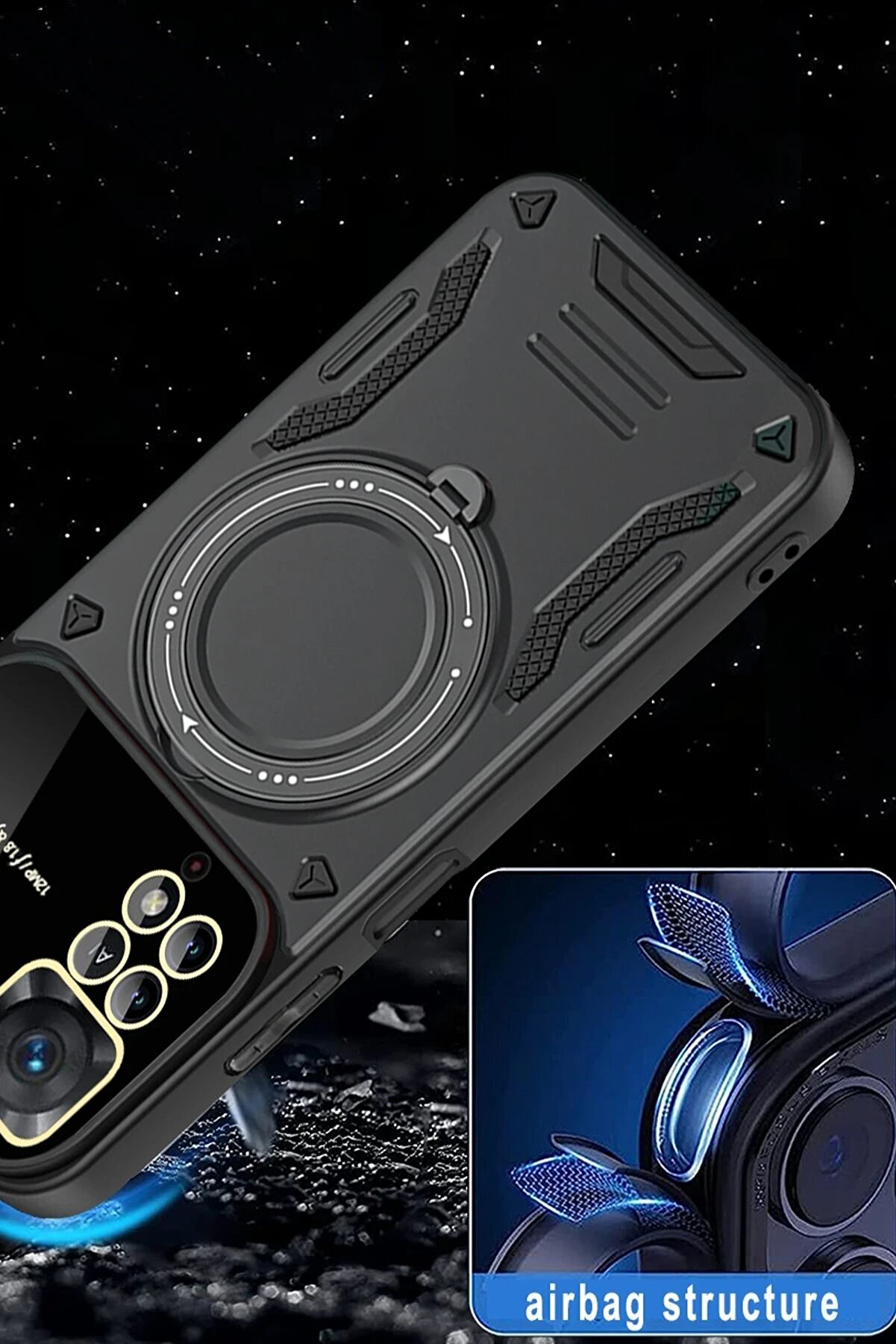 Xi̇aomi̇ Redmi̇ Note 12 Pro 4G Kılıf Joy Lens Standlı Kapak - Si̇yah - Dropx9763-5344