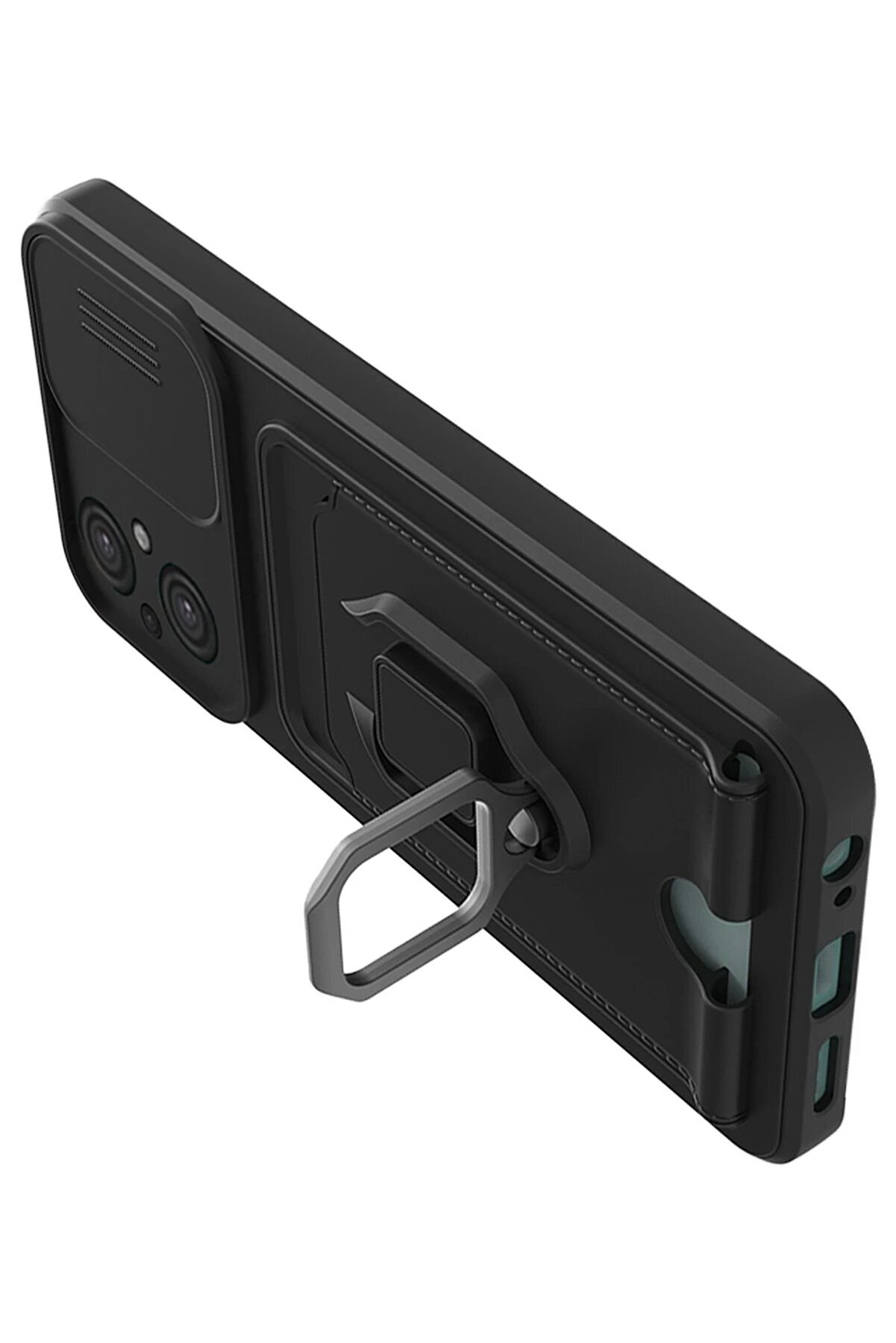 Xi̇aomi̇ Poco M5 Kılıf Zuma Kartvi̇zi̇tli̇ Y&uuml;z&uuml;kl&uuml; Si̇li̇kon - Si̇yah - Dropx6862-1591