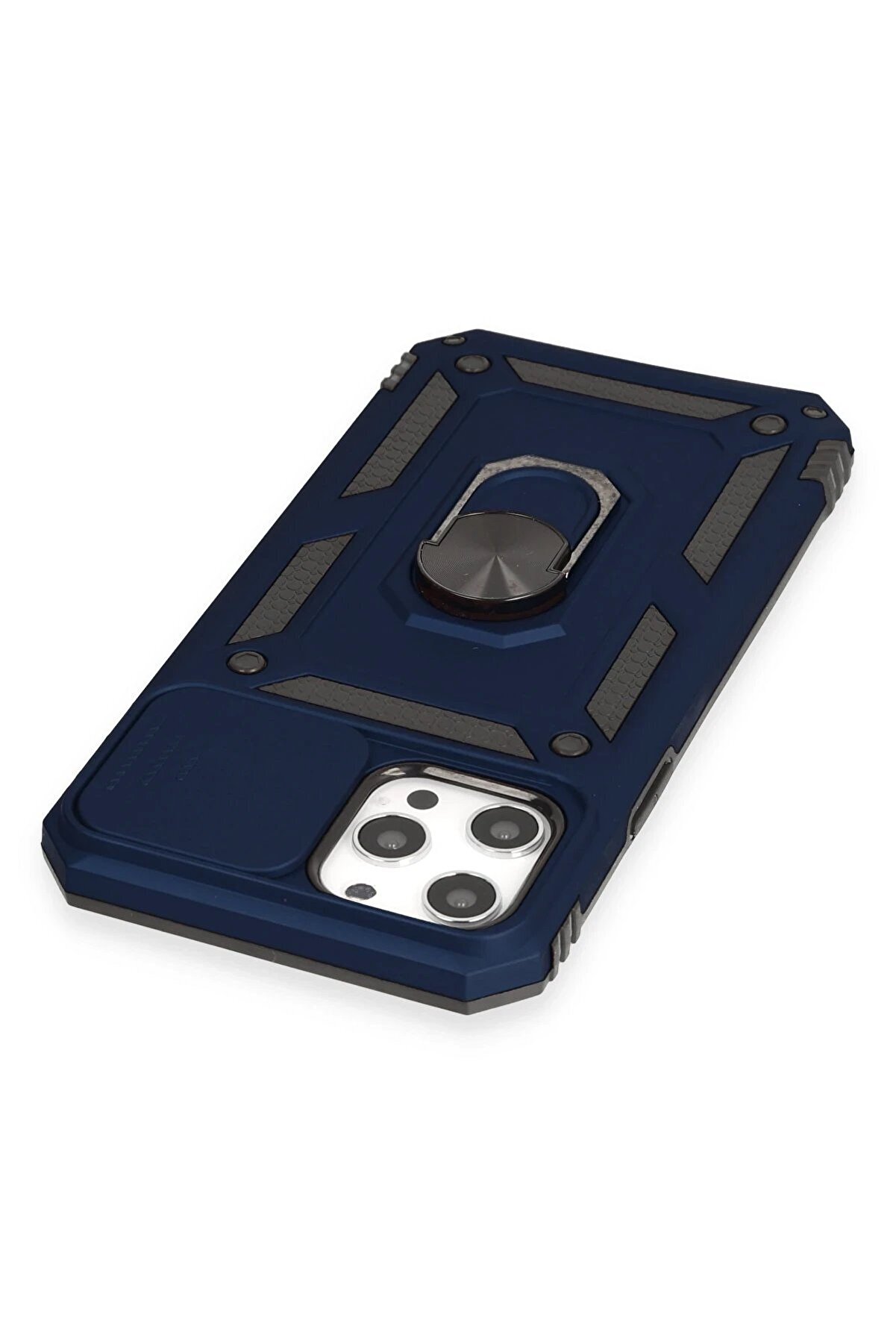 İphone 12 Pro Max Kılıf Pars Lens Yüzüklü Si̇li̇kon - Laci̇vert - Dropx1957-9193